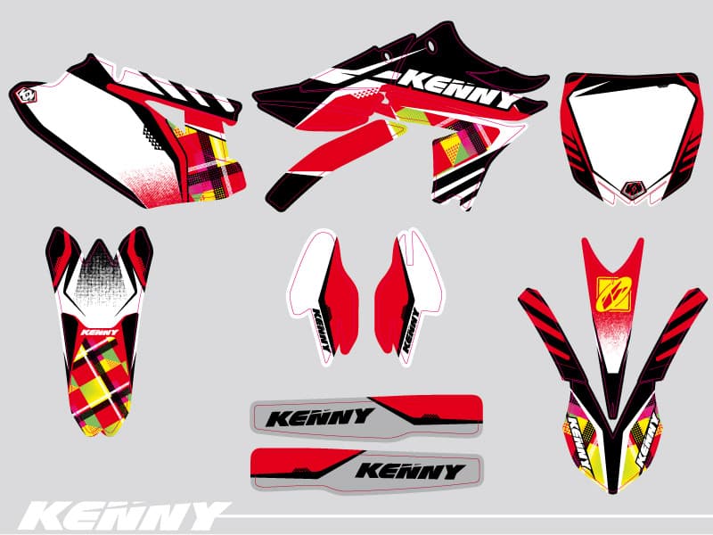 Yamaha 450 YZF Dirt Bike Kenny Graphic Kit Red | 450 YZF | Kutvek - View 2