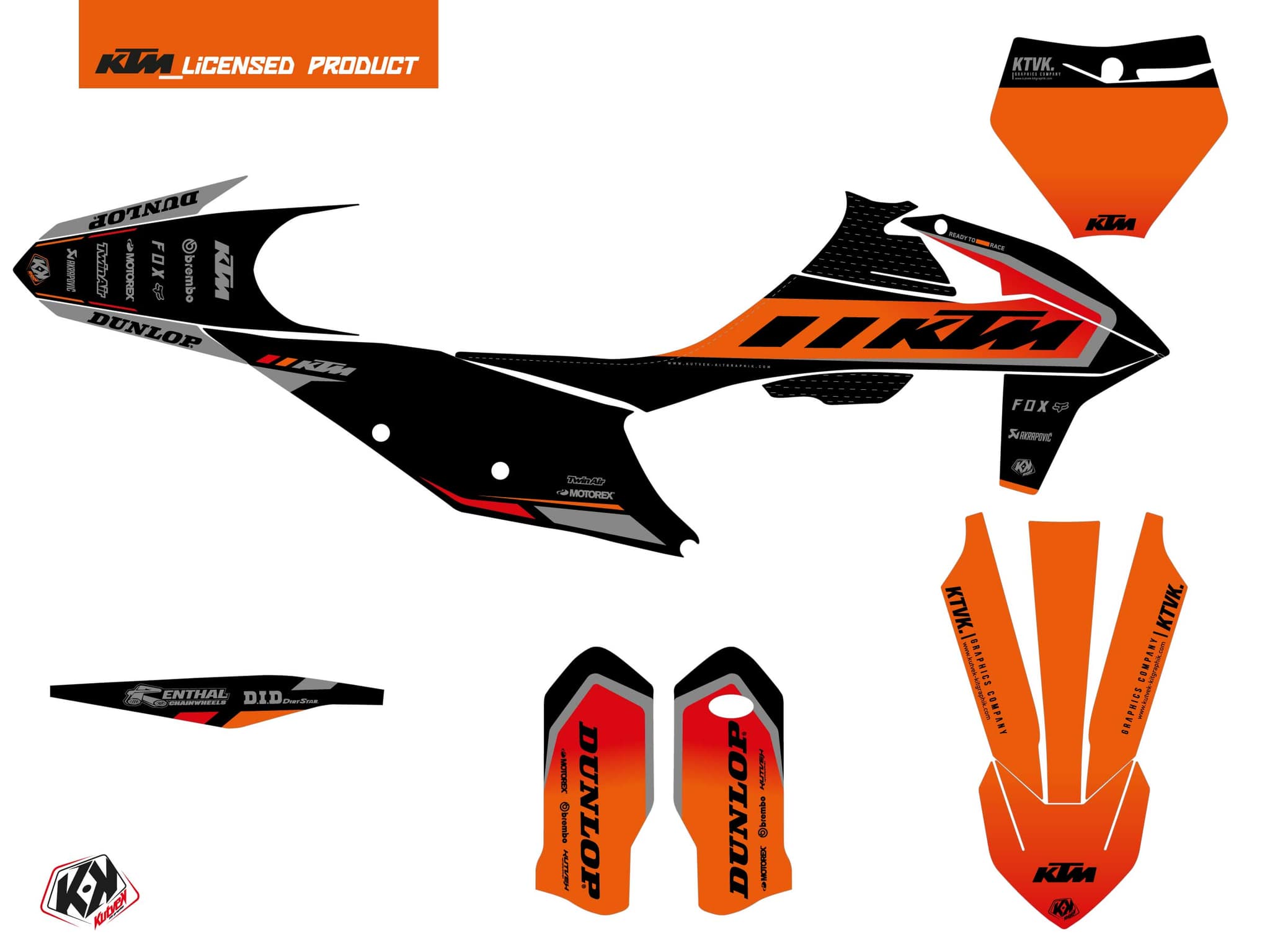 Kit graphique Moto Cross Keystone KTM 300 XC Noir | KTM | Kutvek - View 2