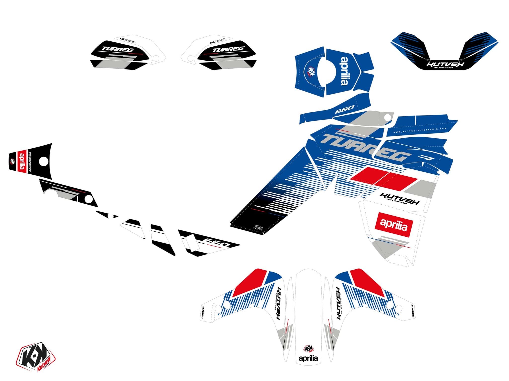 Kit Graphique Moto Kidal Aprilia Tuareg 660 Bleu | Aprilia | Kutvek - View 2