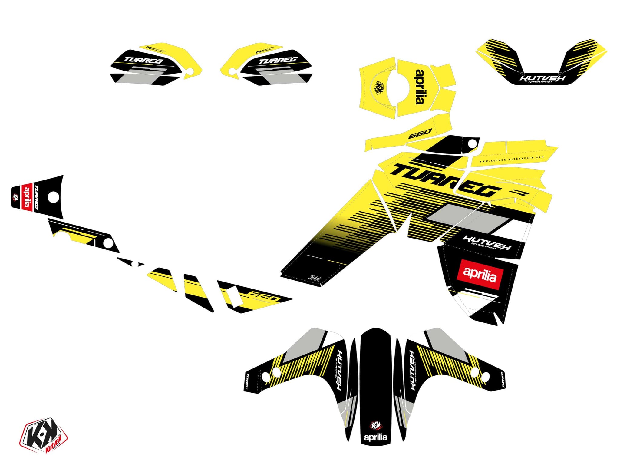 Kit Graphique Moto Kidal Aprilia Tuareg 660 Jaune | Aprilia | Kutvek - View 2
