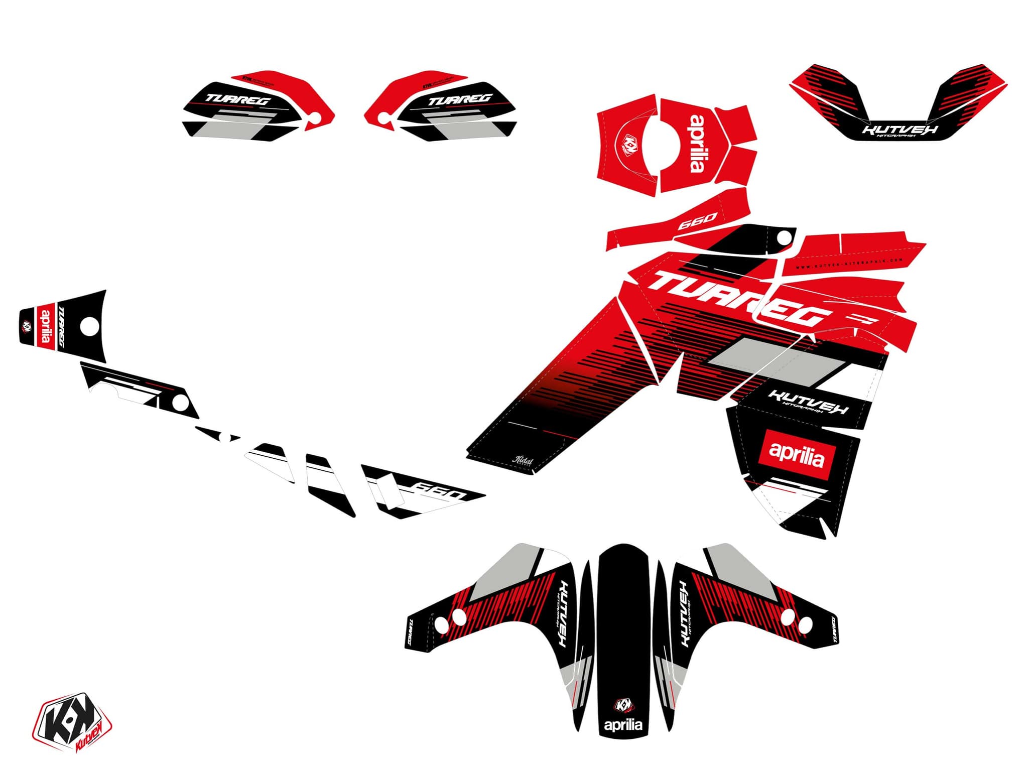 kit graphique moto aprilia tuareg 660 kidal rouge | Aprilia | Kutvek - View 2