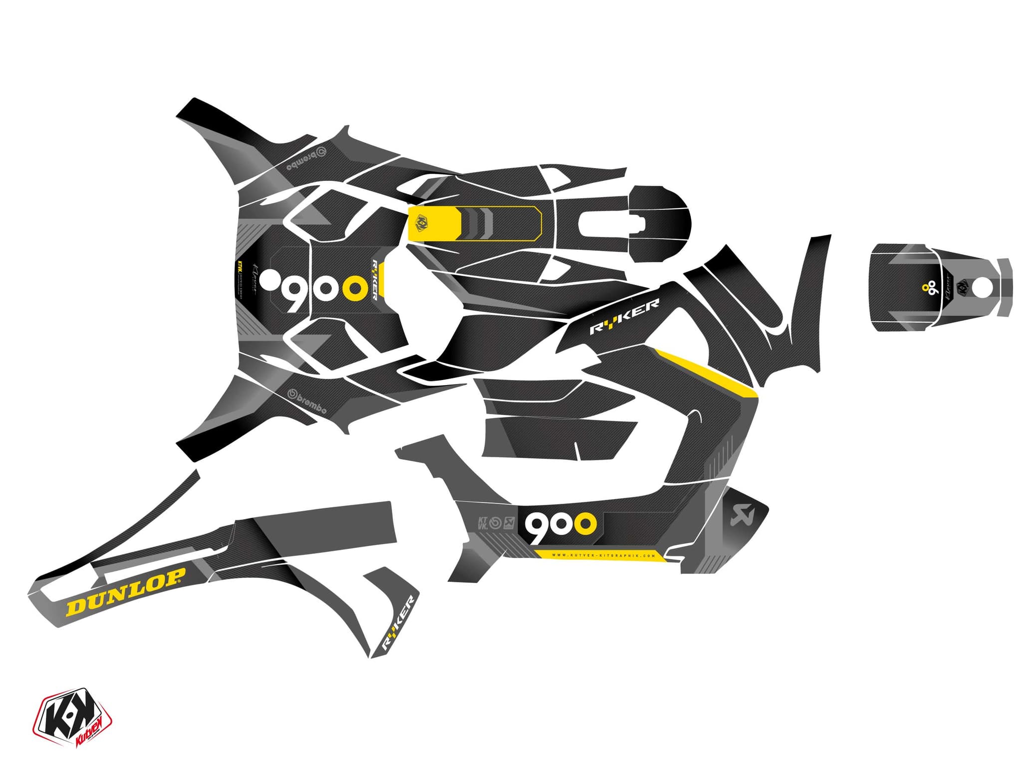 kit graphique  klover gris hybride can-am ryker 900 | Can am | Kutvek - View 2