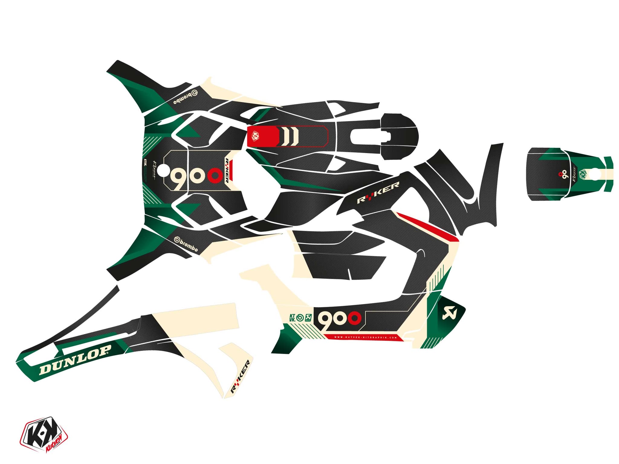 kit graphique  klover vert hybride can-am ryker 900 | Can am | Kutvek - View 2
