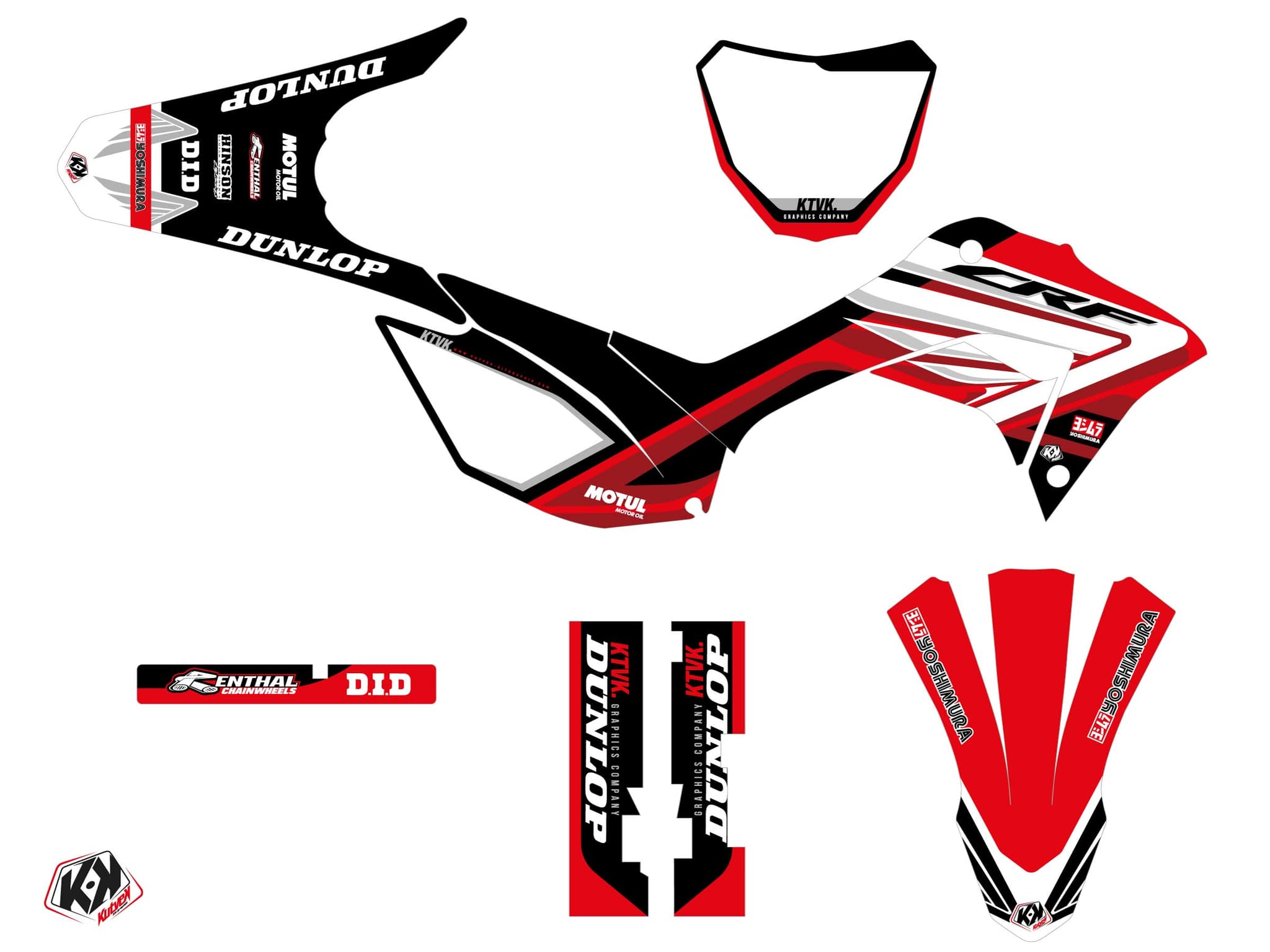 Kit graphique Moto Cross Kondor Honda 250F CRF Rouge | Honda | Kutvek - View 2