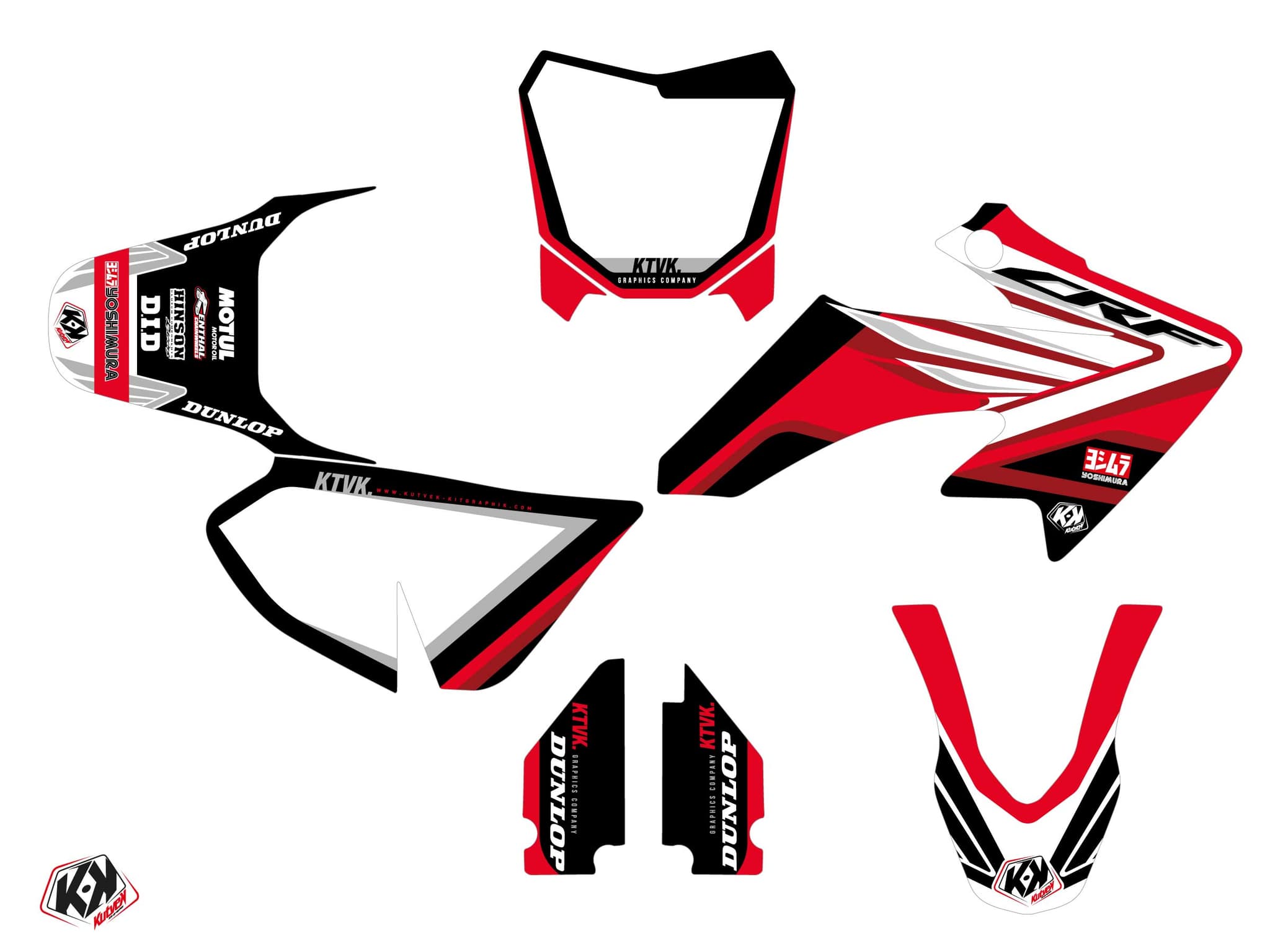 Kit graphique Moto Cross Kondor Honda 50 CRF Rouge | Honda | Kutvek - View 2