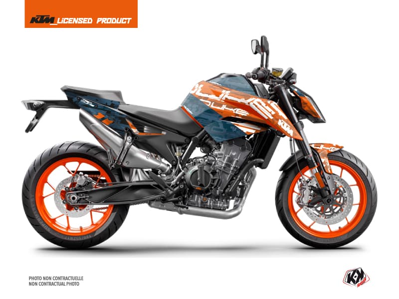 kit graphique moto ktm duke 790 krav orange-bleu  