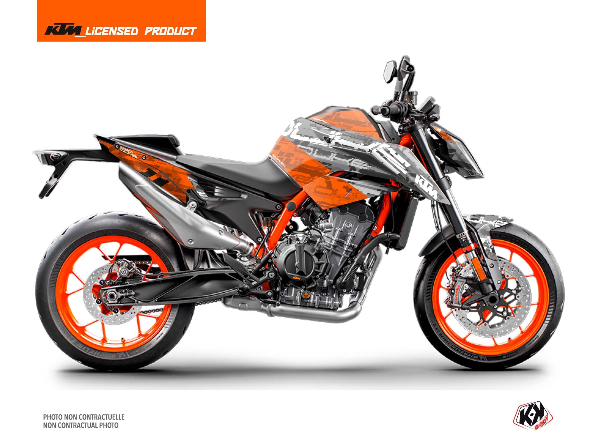 kit graphique moto ktm duke 890 krav noir-orange  