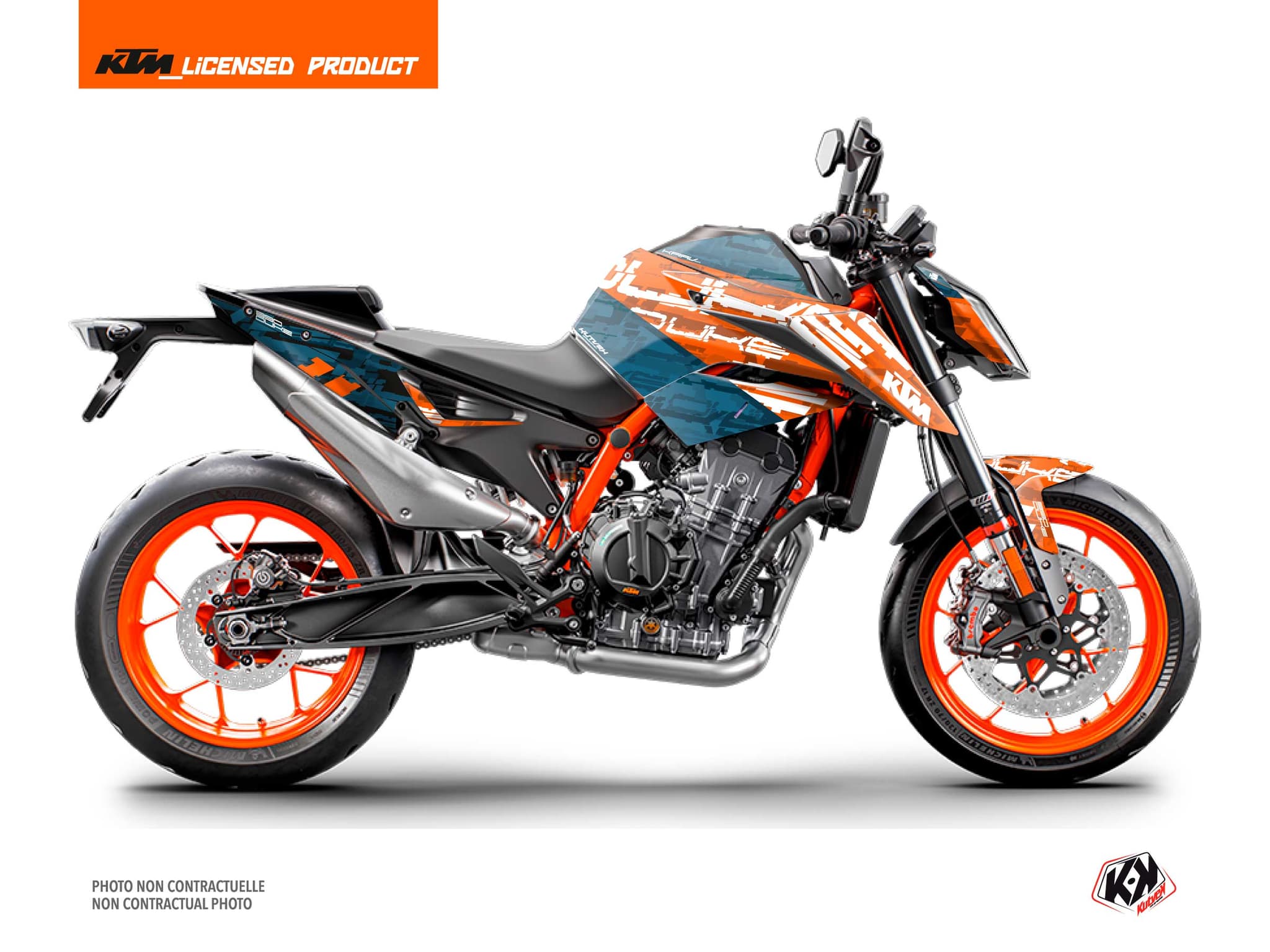 kit graphique moto ktm duke 890 krav orange-bleu  