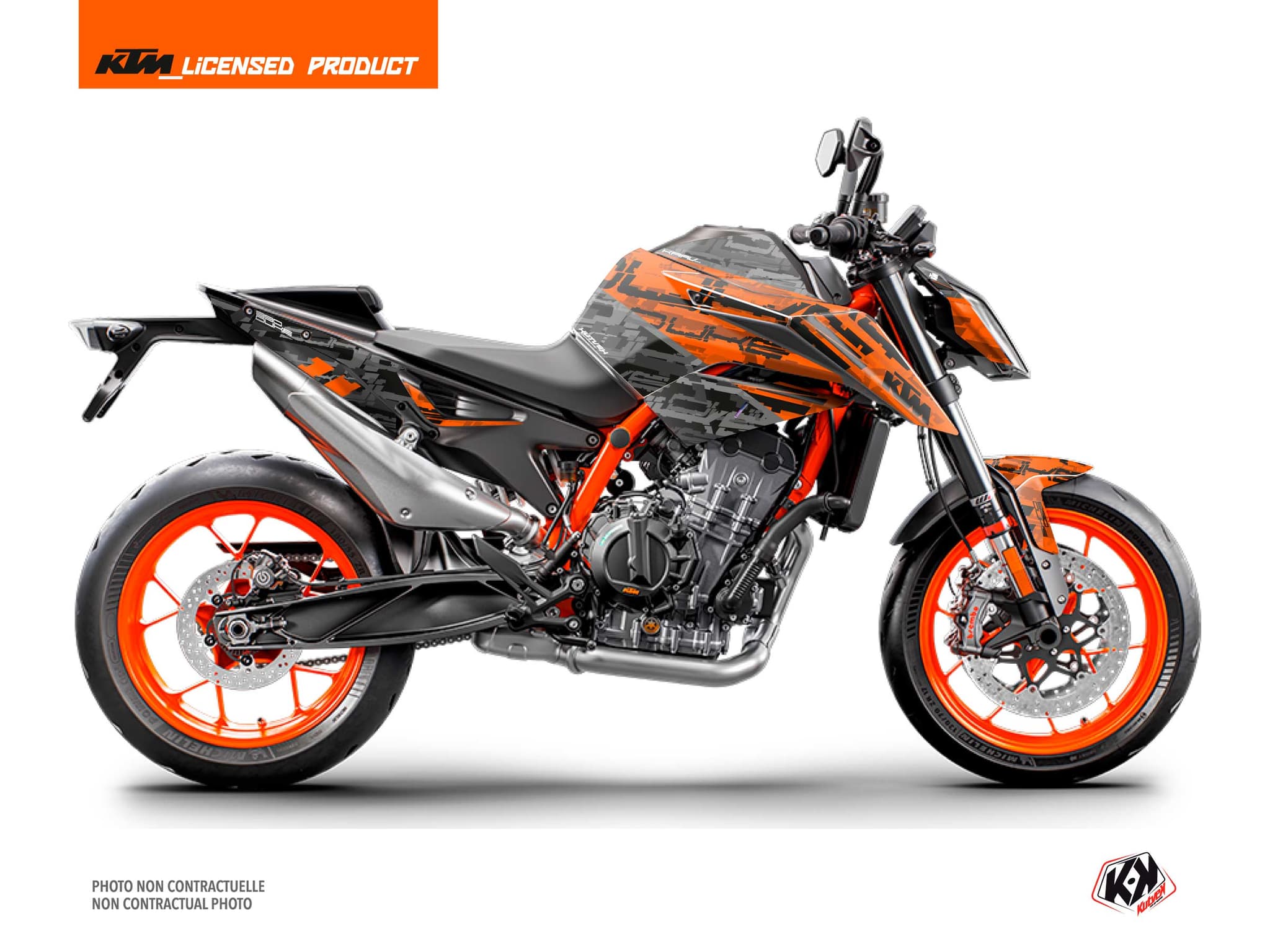kit graphique moto ktm duke 890 krav orange-noir  
