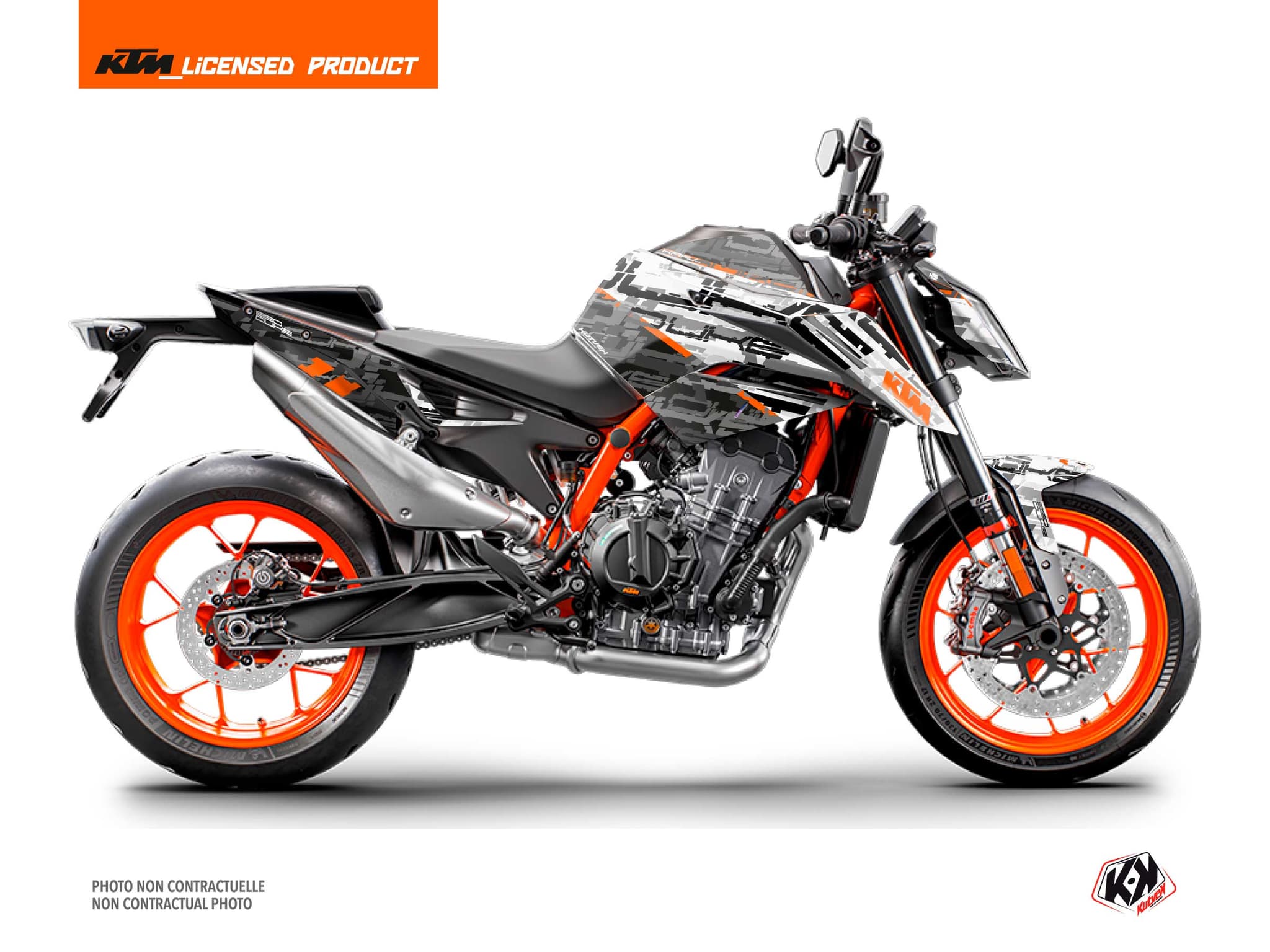 kit graphique moto ktm duke 890 krav blanc-noir  