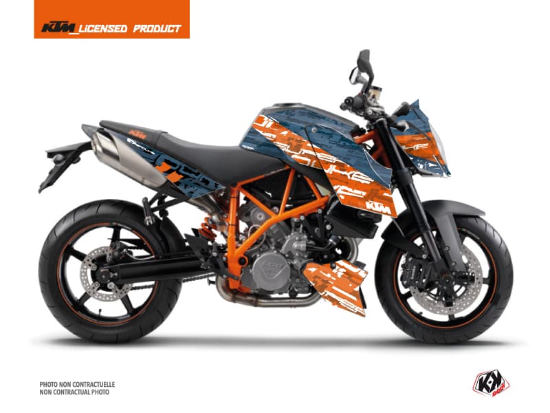 kit graphique moto ktm super duke 990 krav orange-bleu  