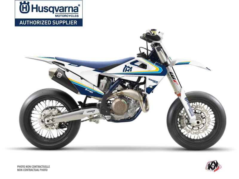 kit graphique motocross husqvarna fs 450 legacy bleu-jaune  