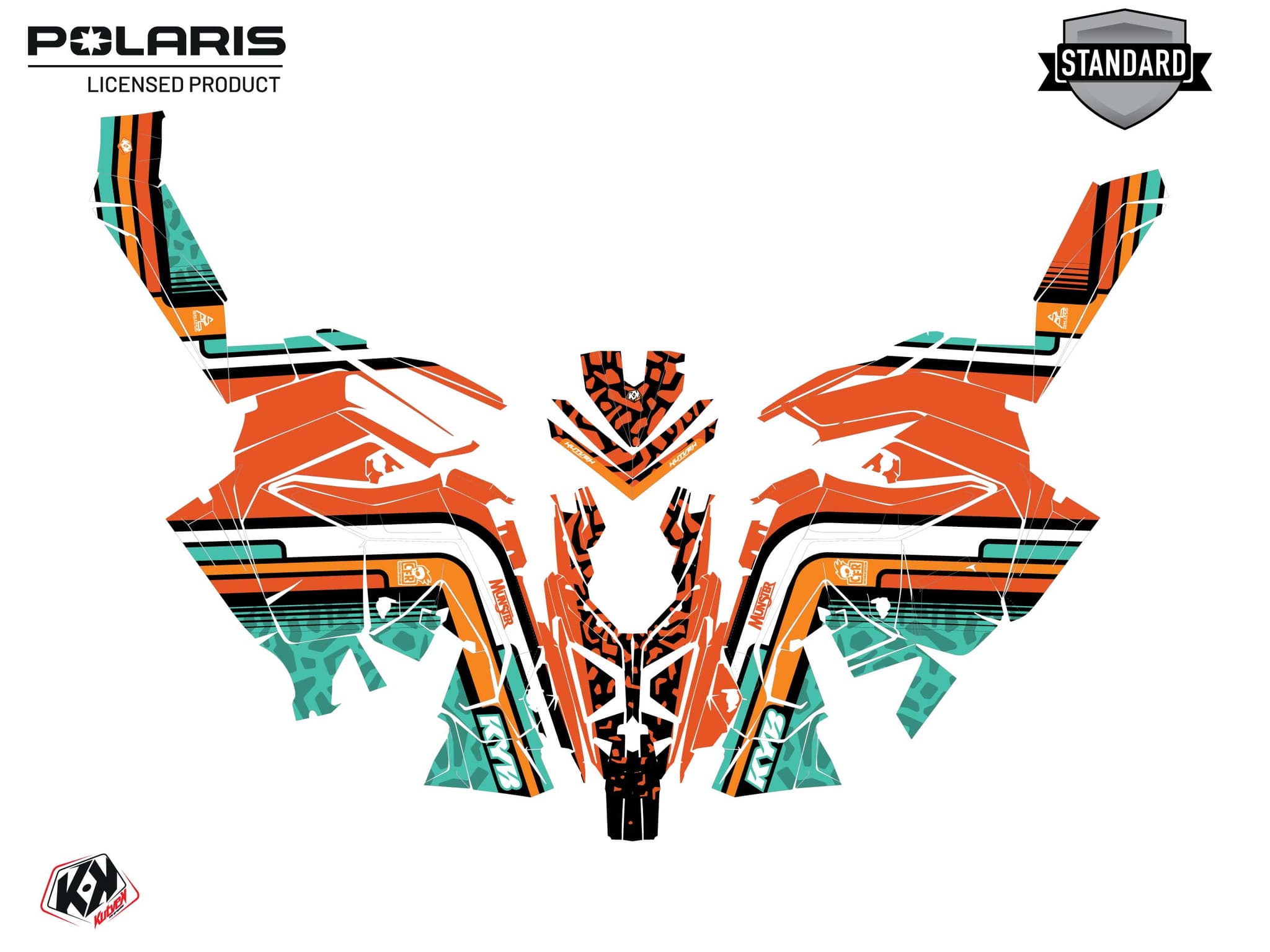 snowmobile polaris 600r race sled mana orange  graphic kit | Polaris | Kutvek - View 2