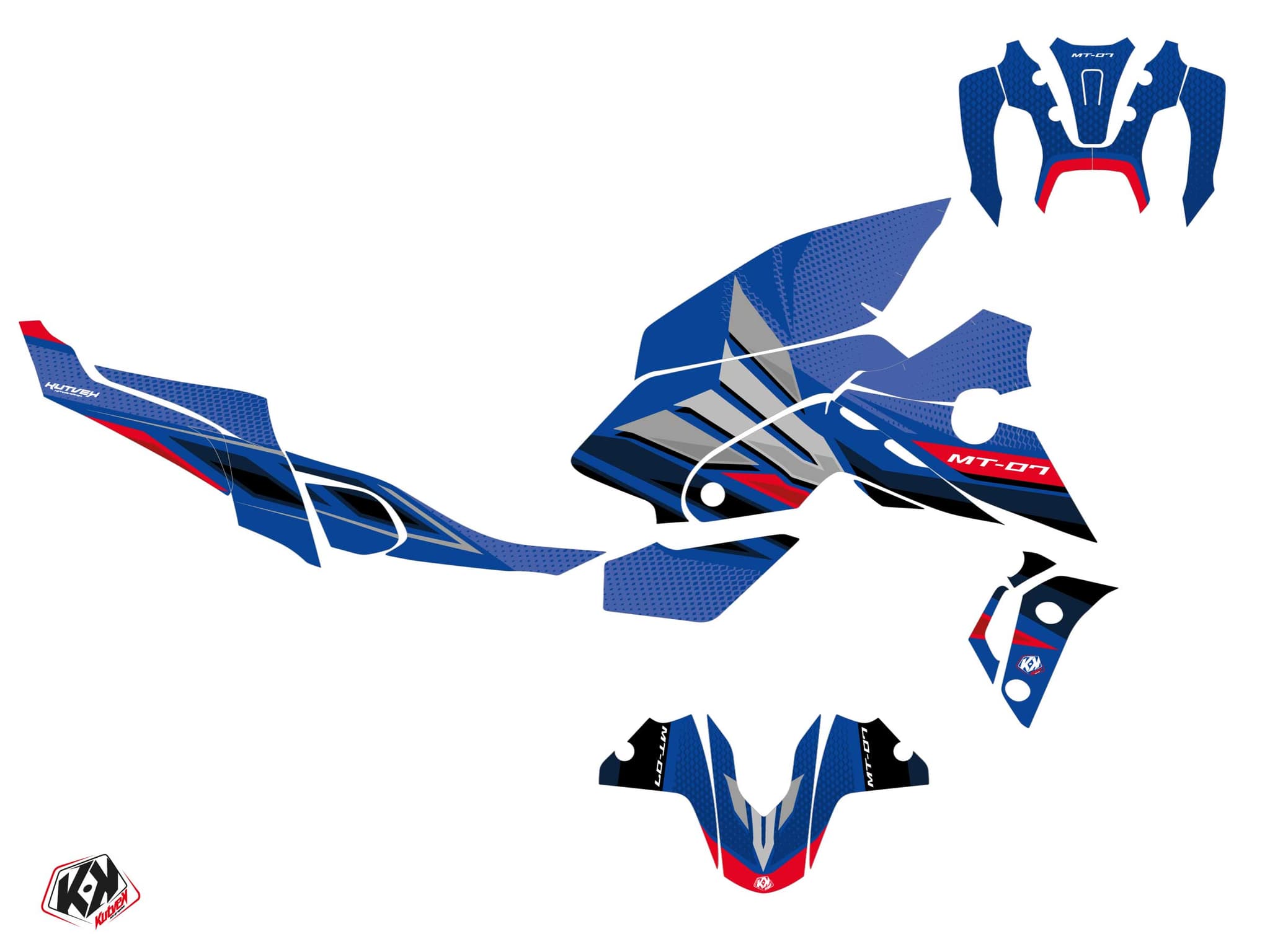Yamaha MT 07 Street Bike Mantis Graphic Kit Blue | MT 07 / FZ 07 | Kutvek - View 2