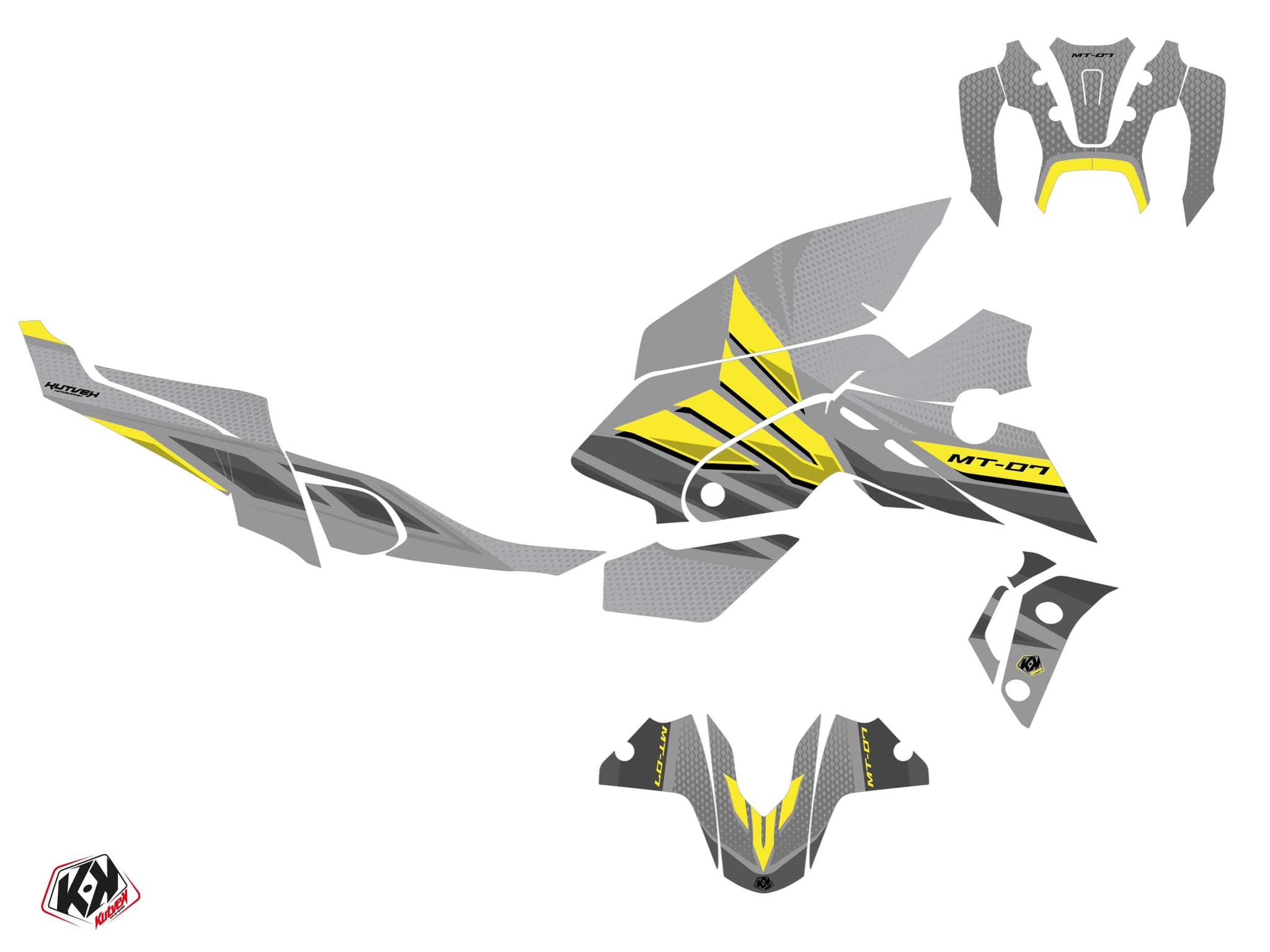 Yamaha MT 07 Street Bike Mantis Graphic Kit Yellow | MT 07 / FZ 07 | Kutvek - View 2