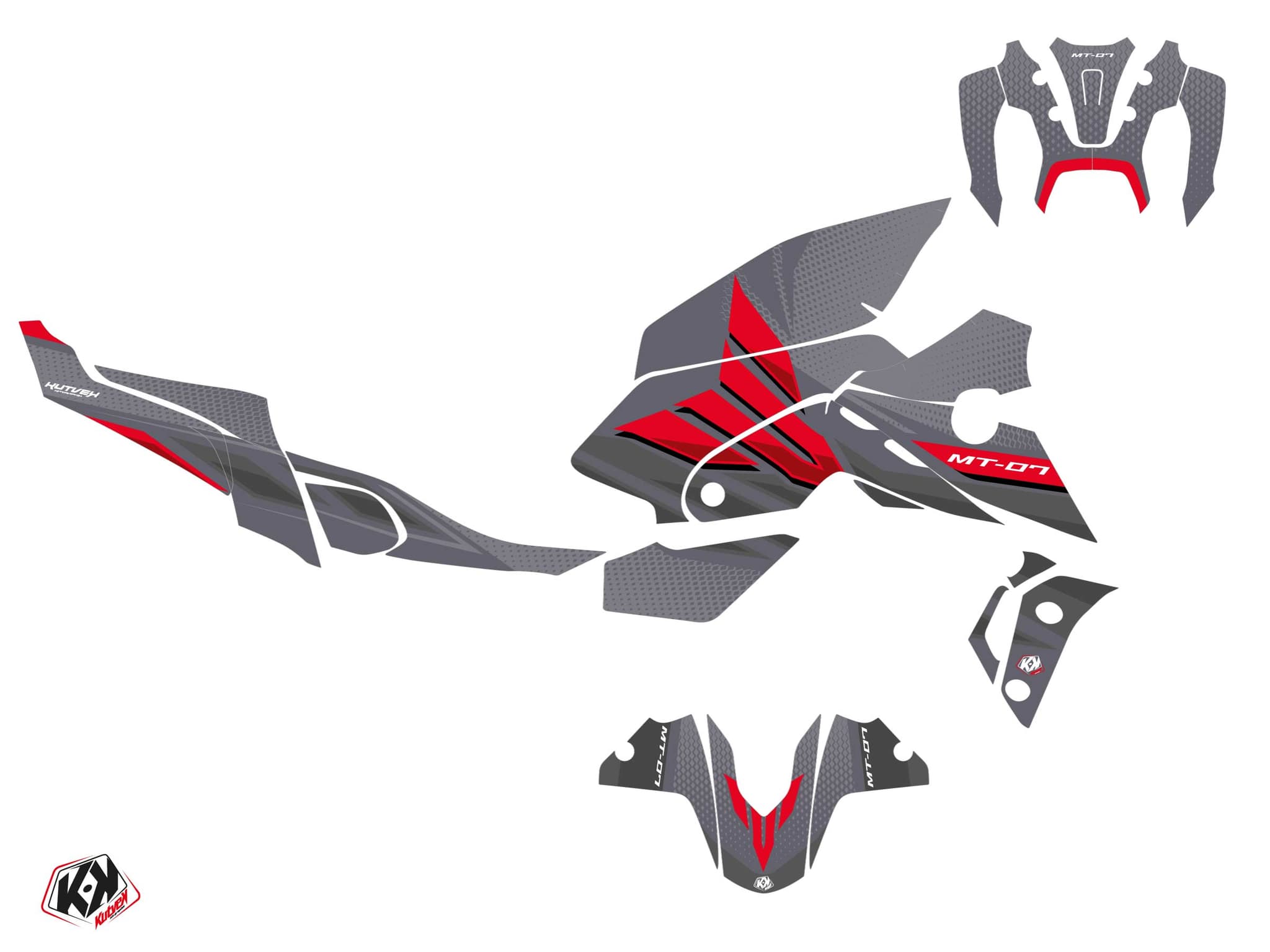 Yamaha MT 07 Street Bike Mantis Graphic Kit Red | MT 07 / FZ 07 | Kutvek - View 2