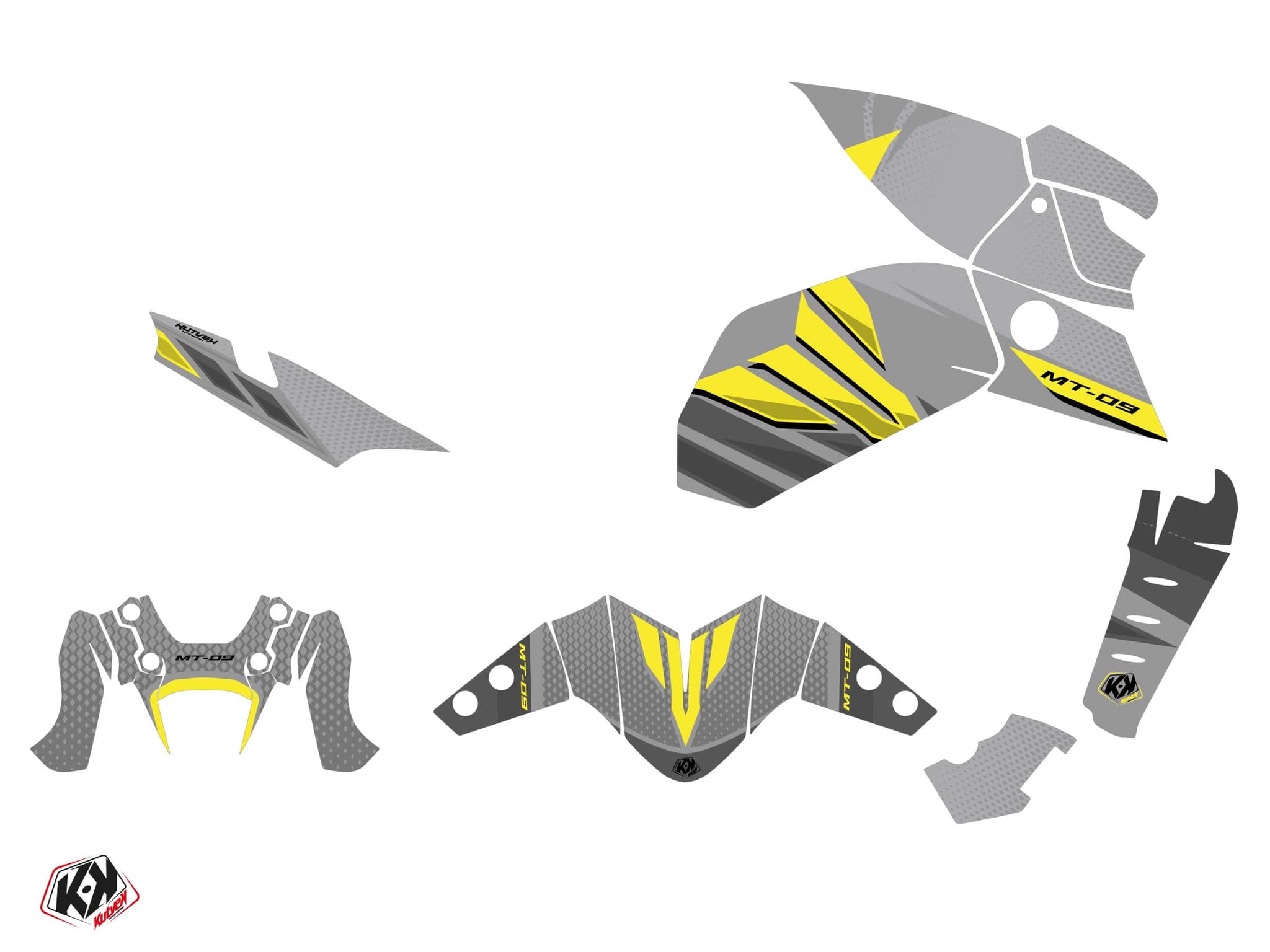 kit graphique moto yamaha mt 09 mantis jaune | MT | Kutvek - View 2