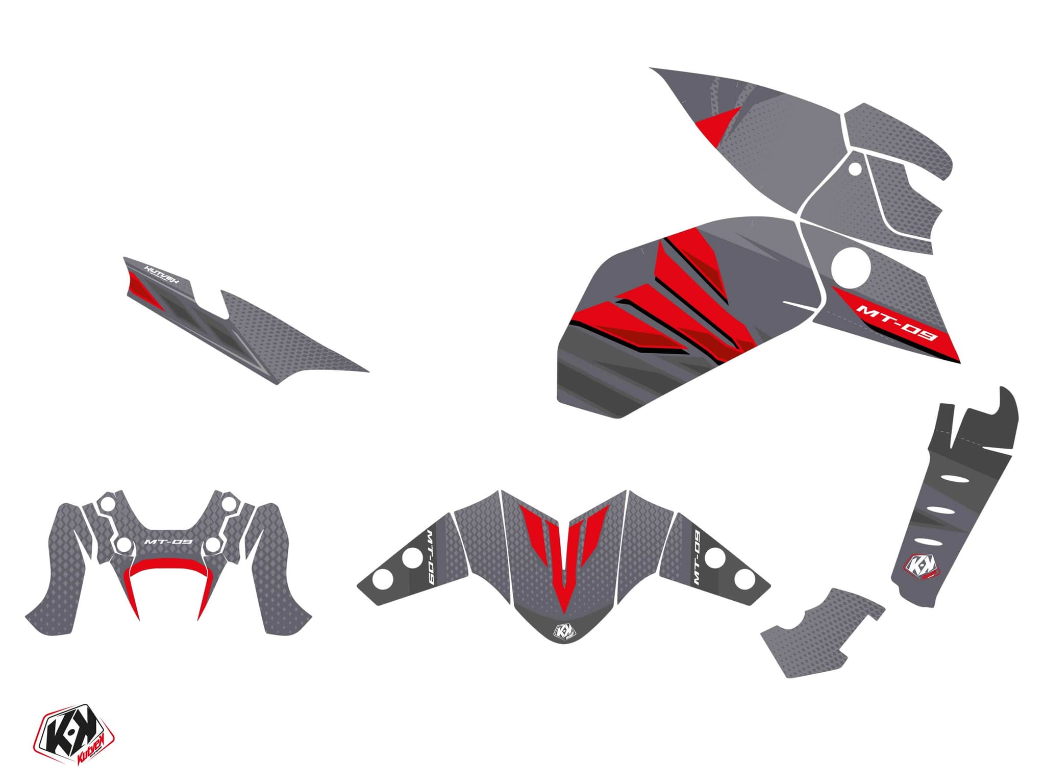 Kit graphique Moto Mantis Yamaha MT 09 Rouge | MT | Kutvek - View 2