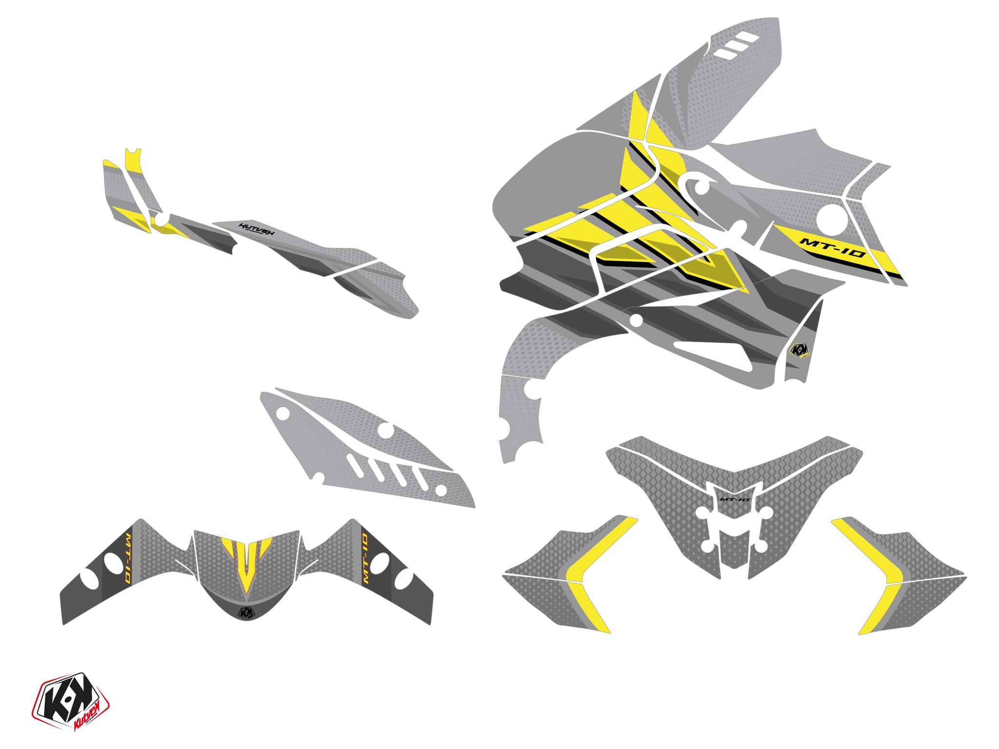 kit graphique moto yamaha mt 10 mantis jaune | MT | Kutvek - View 2