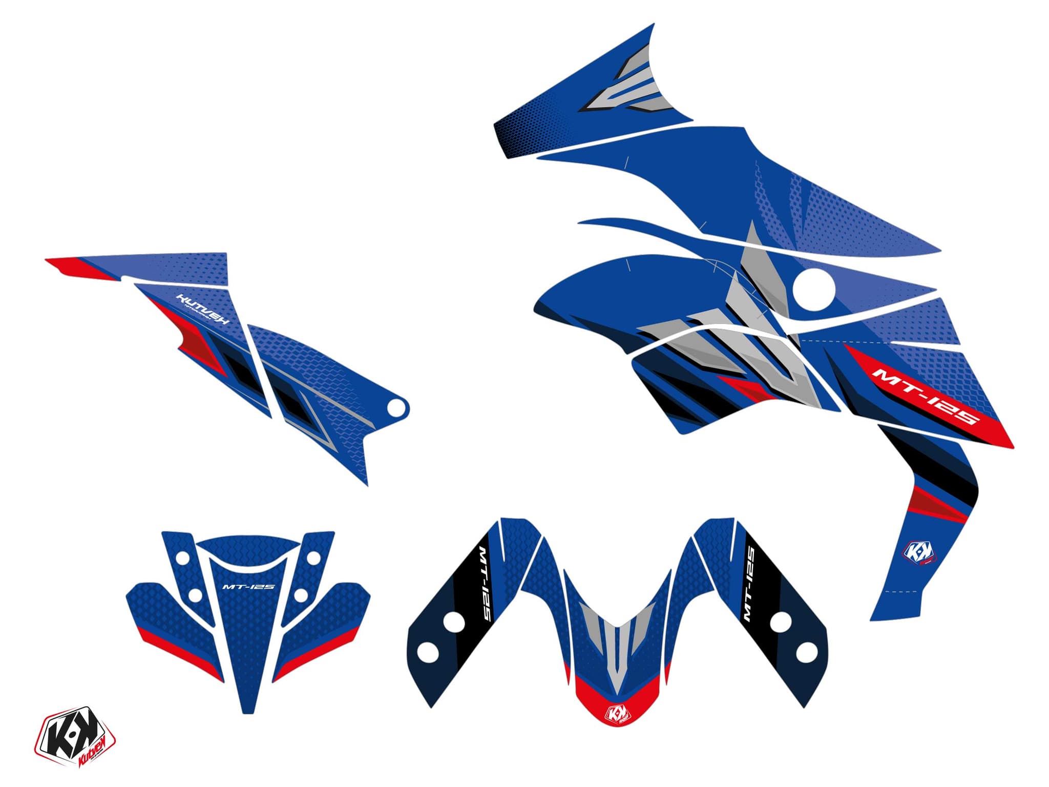 Kit graphique Moto Mantis Yamaha MT 125 Bleu | MT 125 / FZ 125 | Kutvek - View 2
