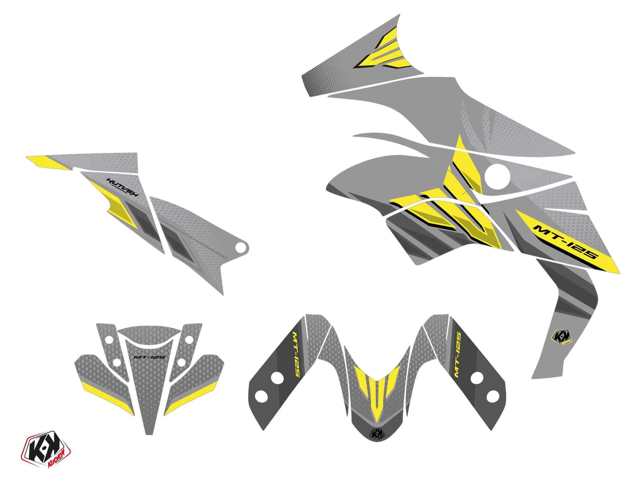 kit graphique moto yamaha mt 125 mantis jaune | MT 125 / FZ 125 | Kutvek - View 2