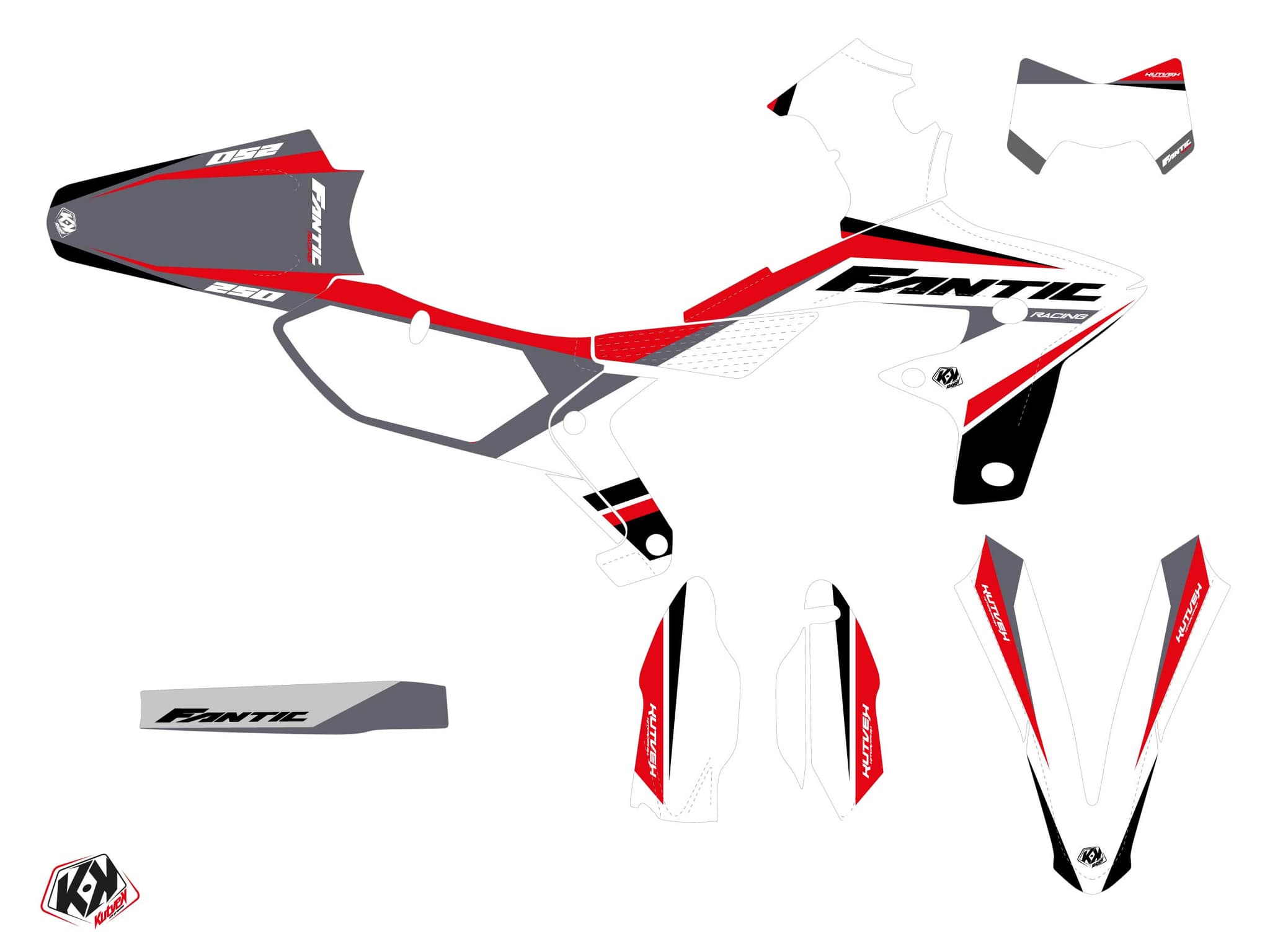 dirt bike fantic xef 250 mantova black  graphic kit | Fantic | Kutvek - View 2