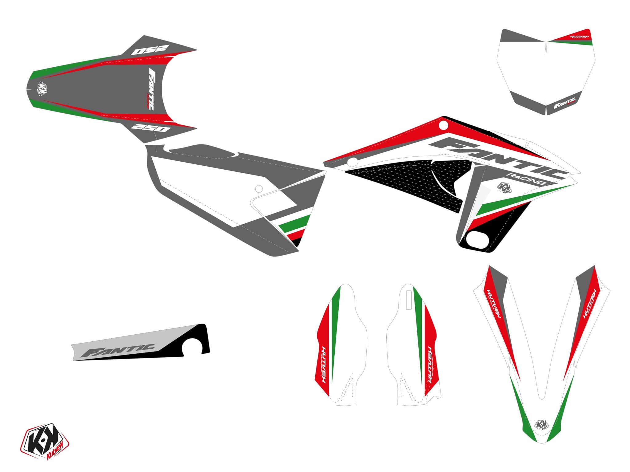 Kit de decoración Motocross FANTIC XX 250 MANTOVA Verde | Fantic | Kutvek - View 2