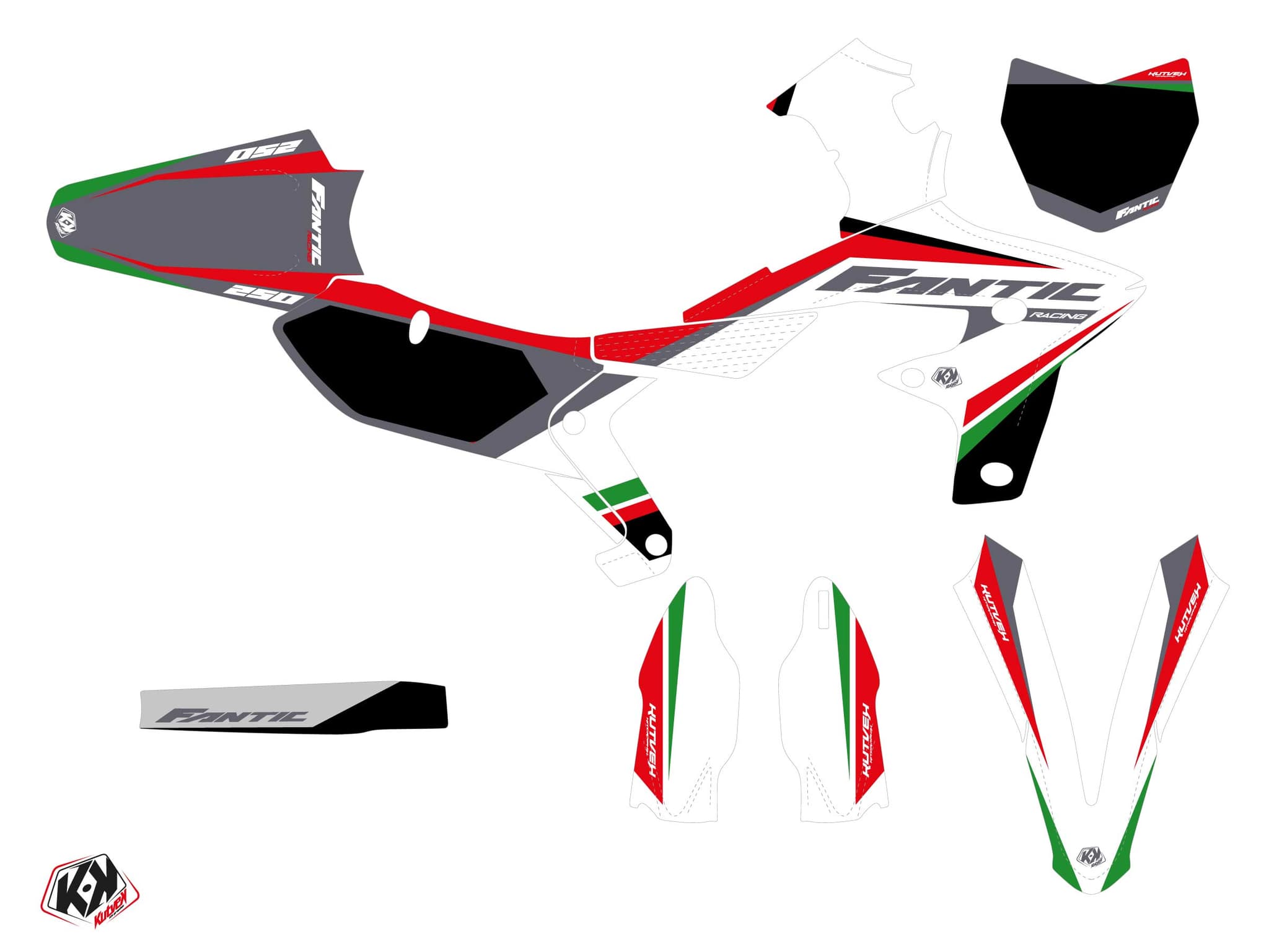 Fantic XX 250 F Mantova Green Dirt Bike Graphic Kit | Fantic | Kutvek - View 2