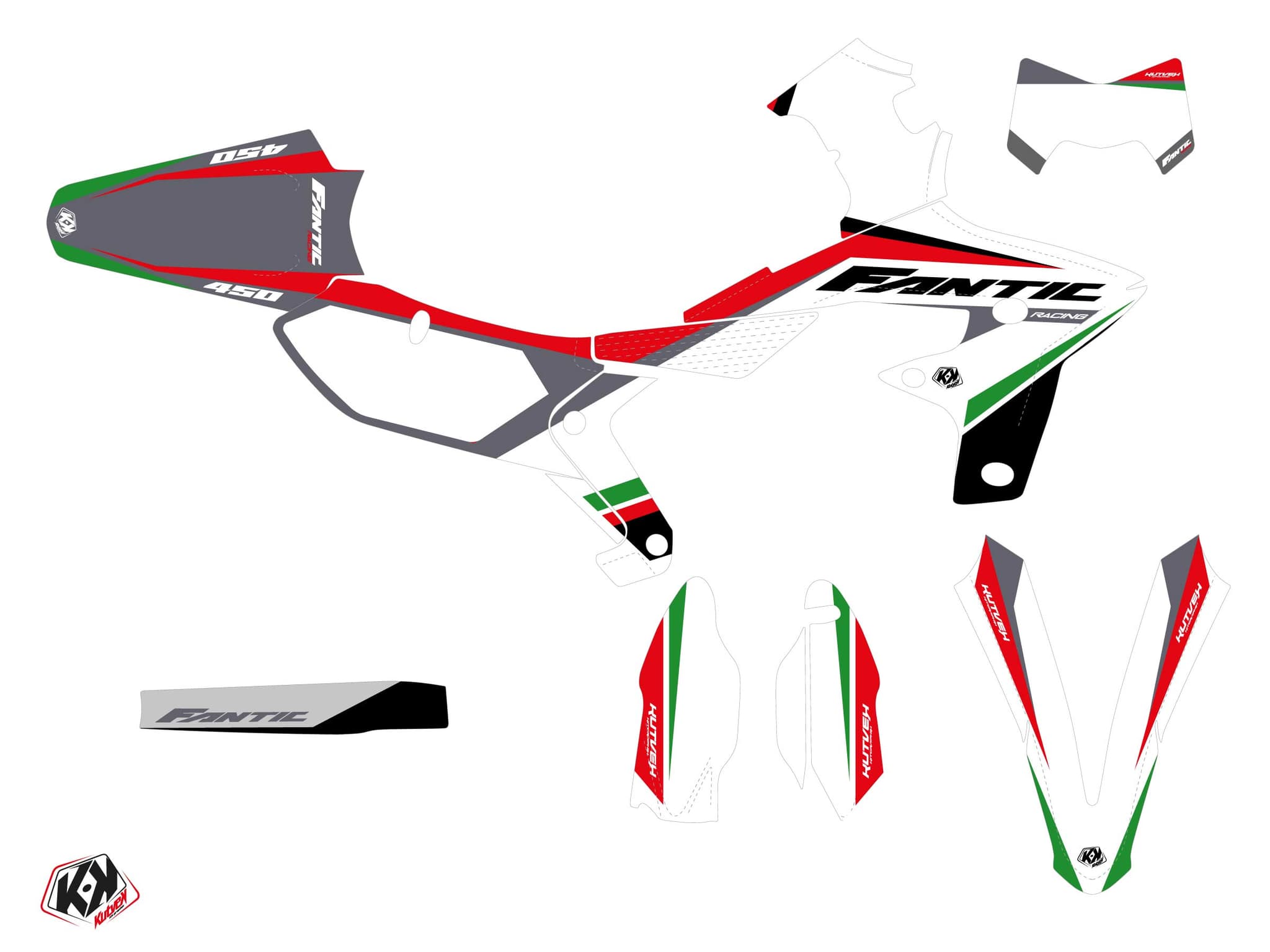 kit graphique motocross fantic xef 450 mantova vert | Fantic | Kutvek - View 2