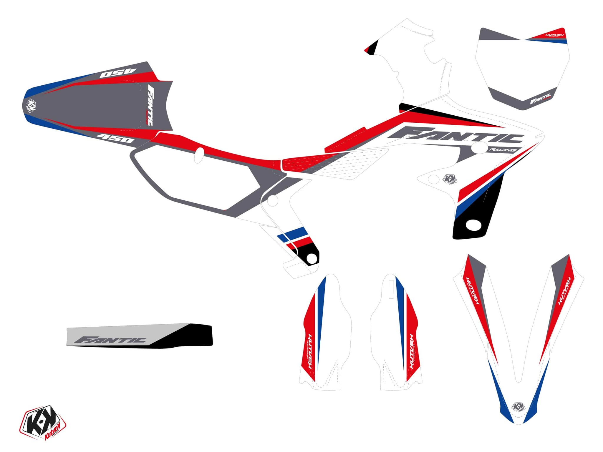 kit graphique motocross fantic xx 450 f mantova bleu | Fantic | Kutvek - View 2