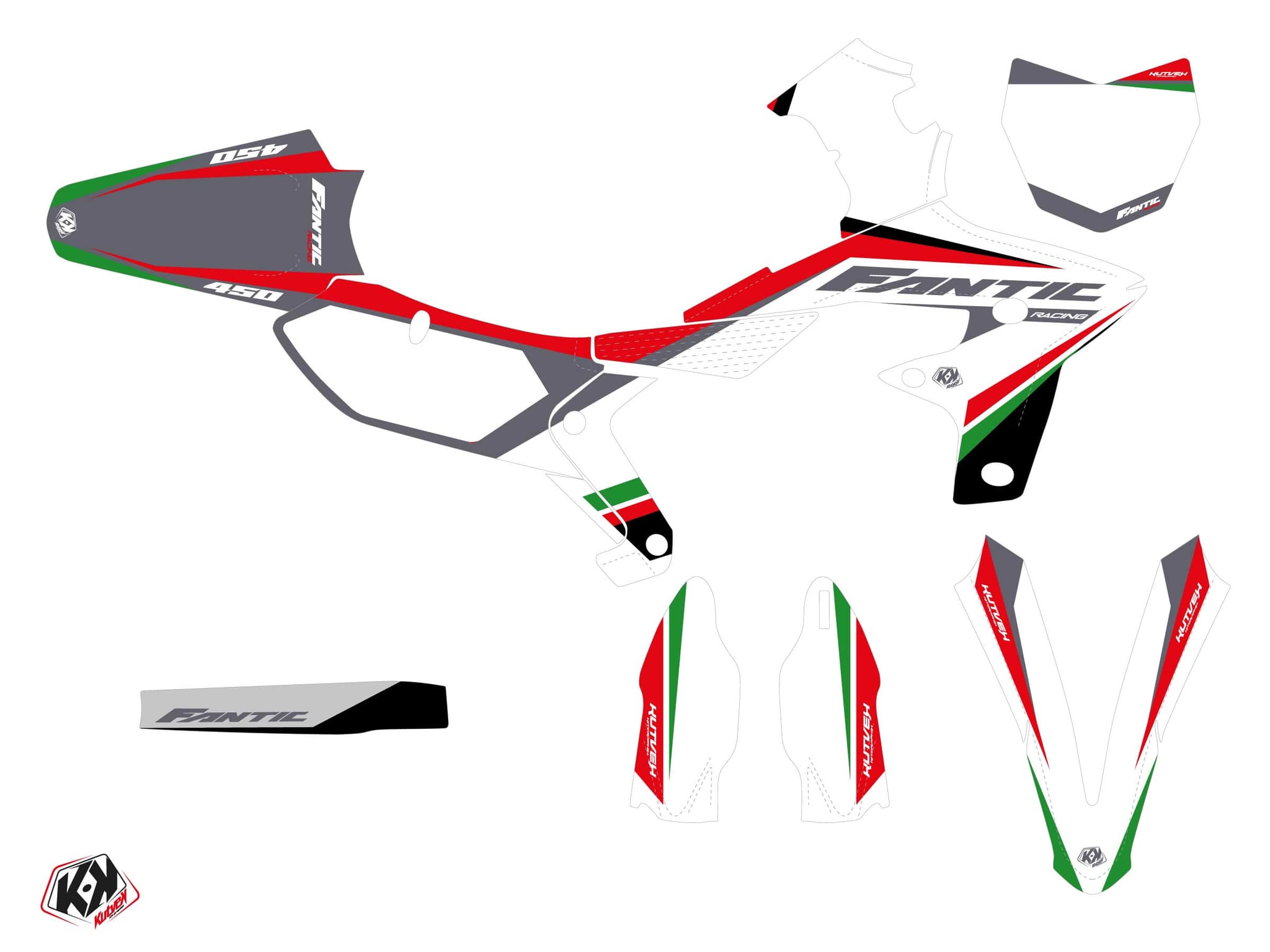 kit graphique motocross fantic xx 450 f mantova vert | Fantic | Kutvek - View 2