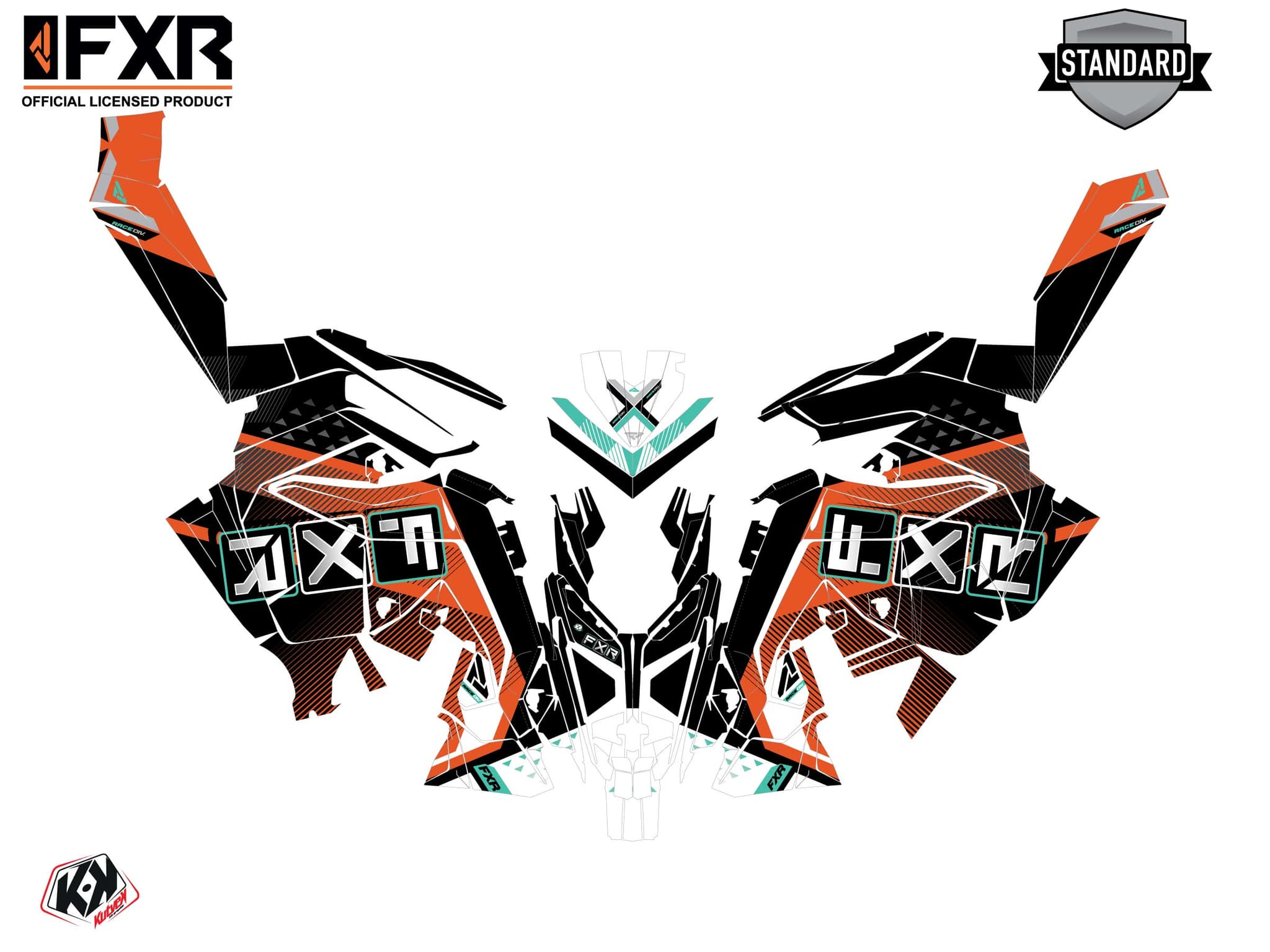 Kit graphique Motoneige POLARIS 600R Race Sled FXR MARGINAL Orange | Polaris | Kutvek - View 2