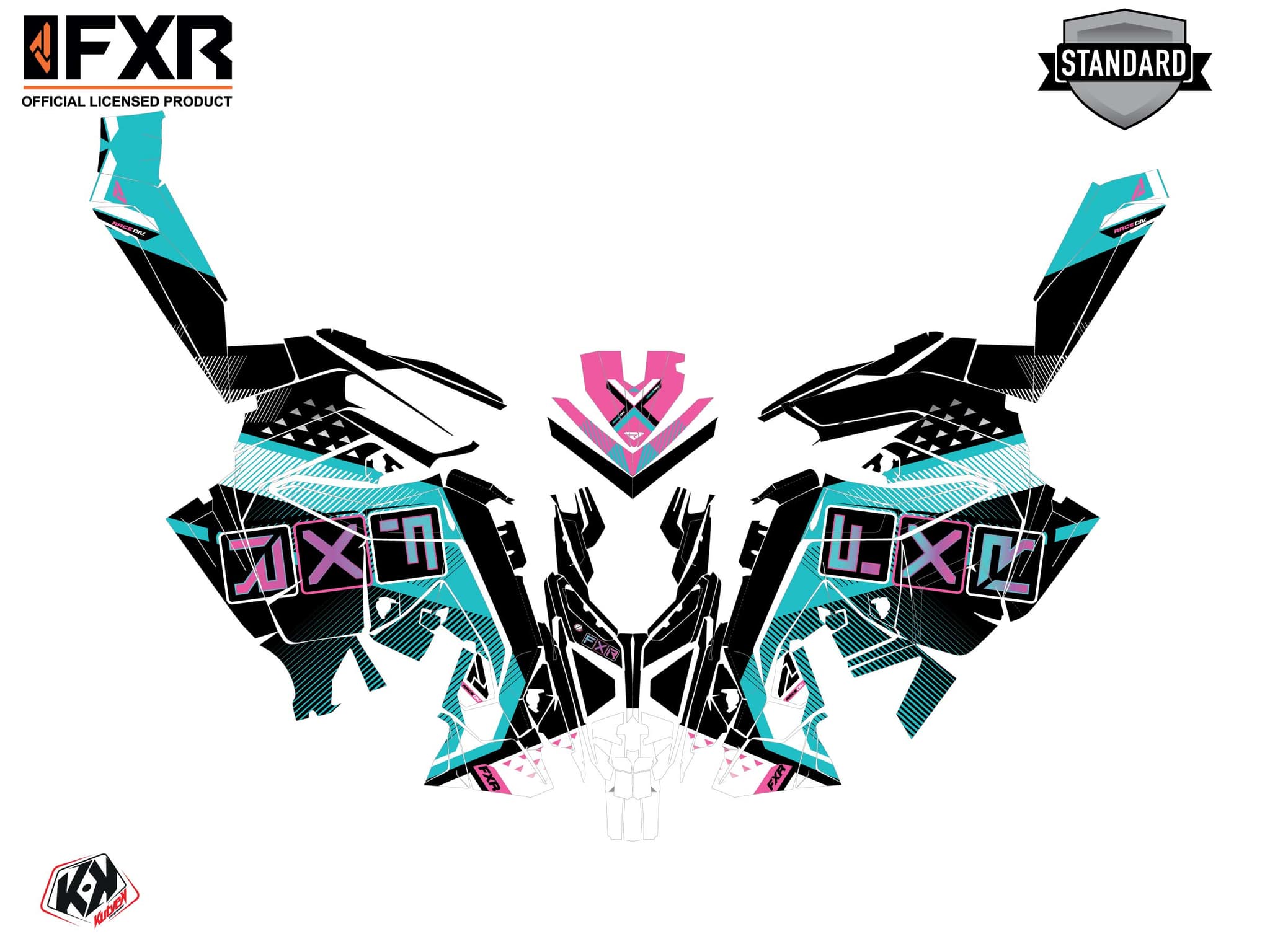 Kit graphique Motoneige POLARIS 600R Race Sled FXR MARGINAL Turquoise | Polaris | Kutvek - View 2