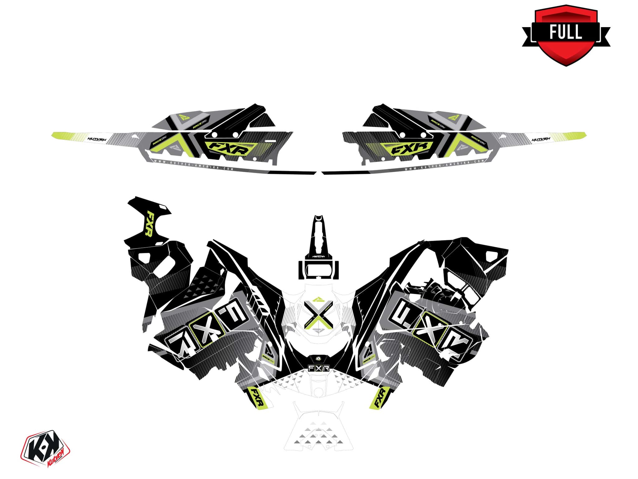 Kit graphique Motoneige SKIDOO MXZ X 1200 (4-TEC) FXR MARGINAL Vert | Skidoo | Kutvek - View 3