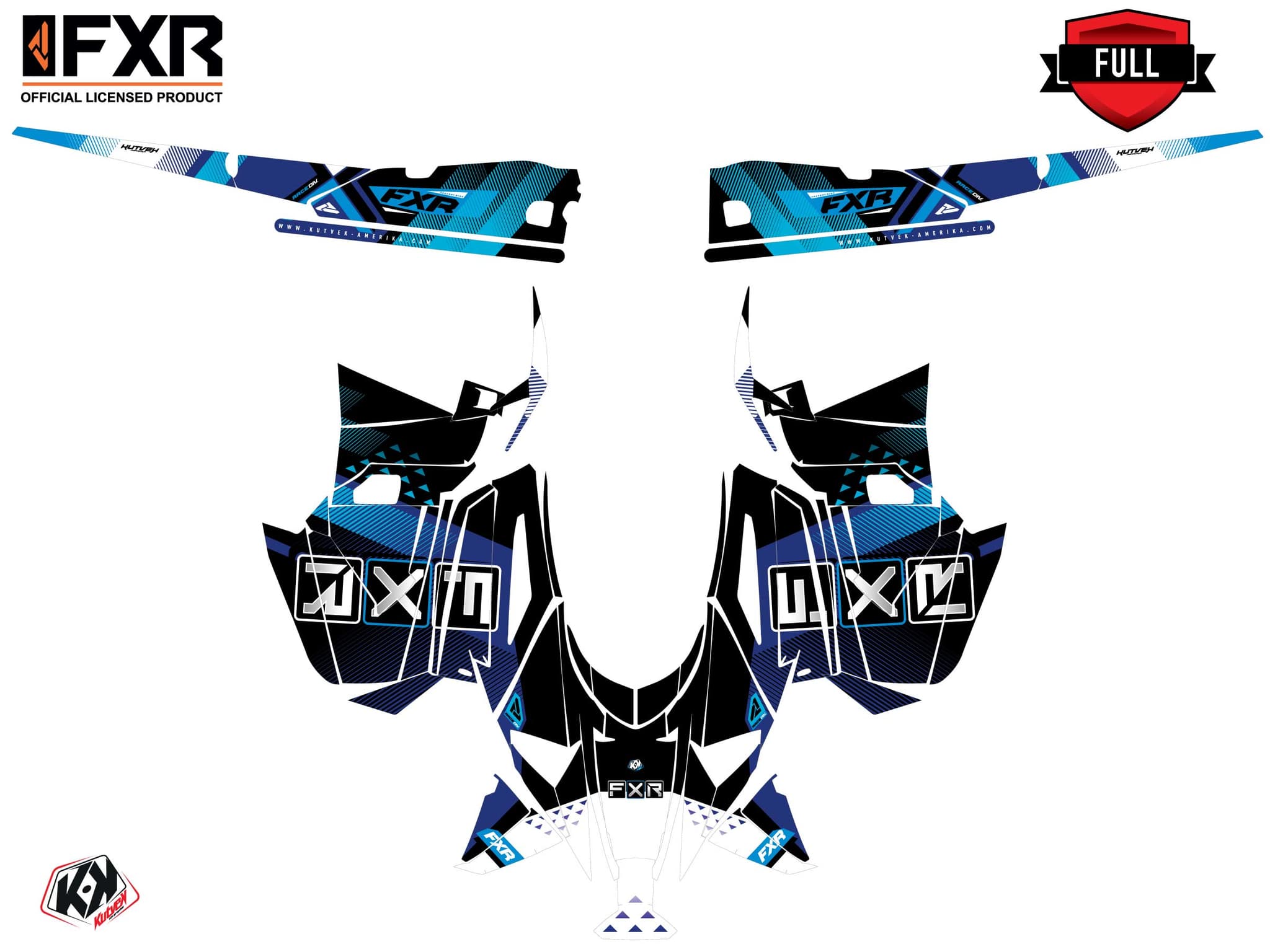 Kit graphique Motoneige YAMAHA PHAZER FXR MARGINAL Bleu | Yamaha | Kutvek - View 3