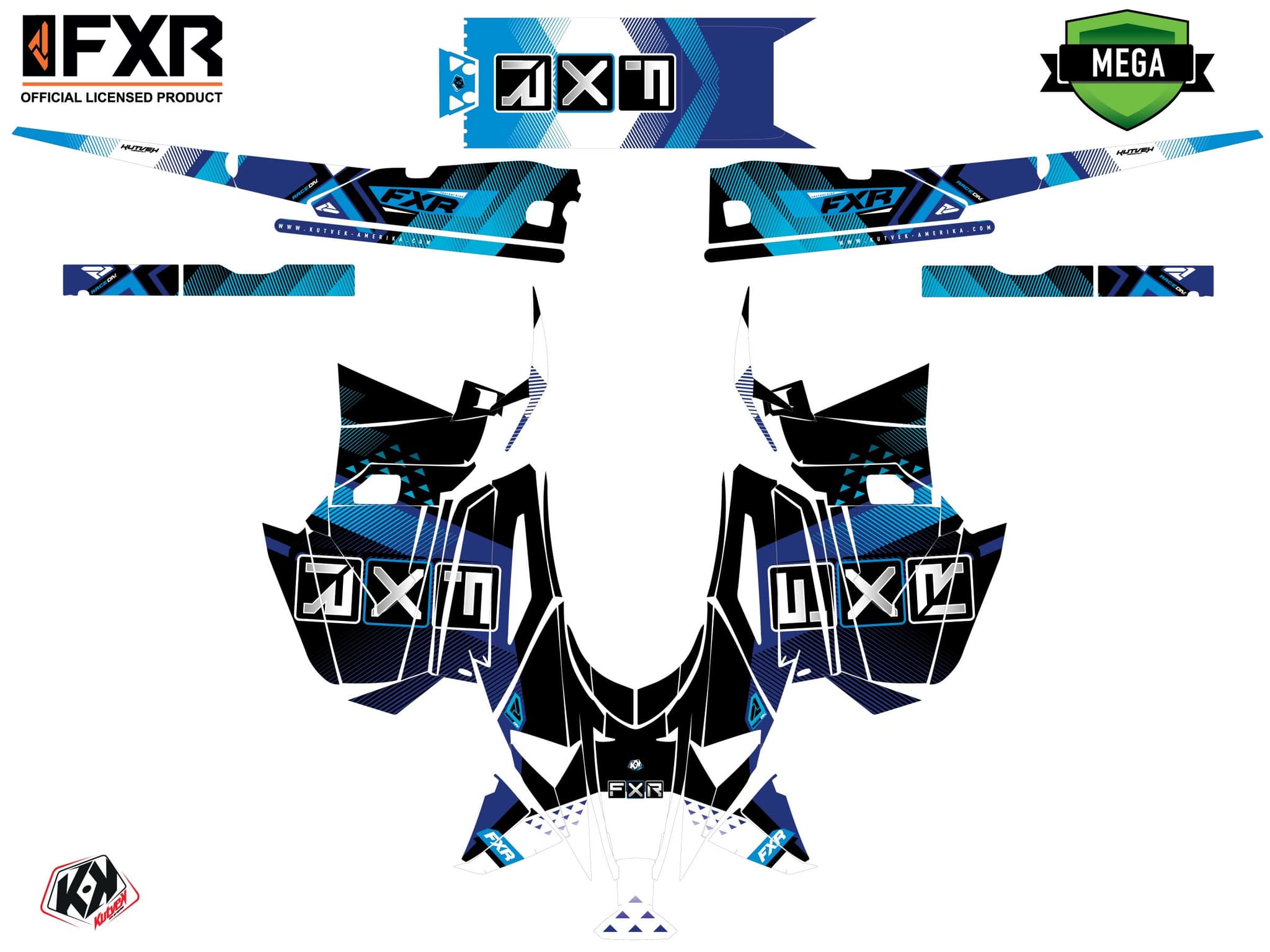 Kit graphique Motoneige YAMAHA PHAZER FXR MARGINAL Bleu | Yamaha | Kutvek - View 4