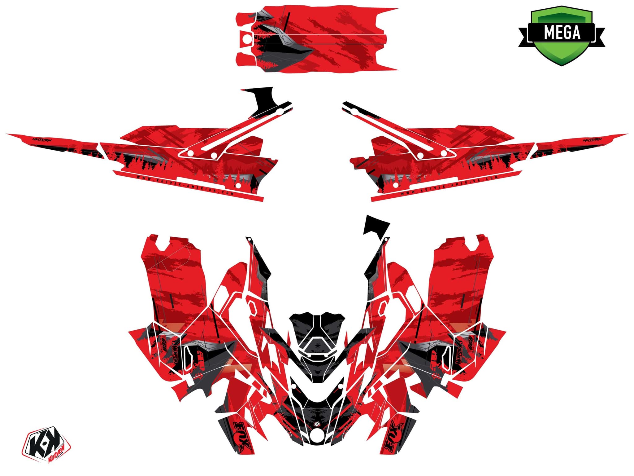 Graphic Kit Snowmobile Lynx Boondocker DS Meteor Red | Lynx | Kutvek - View 2