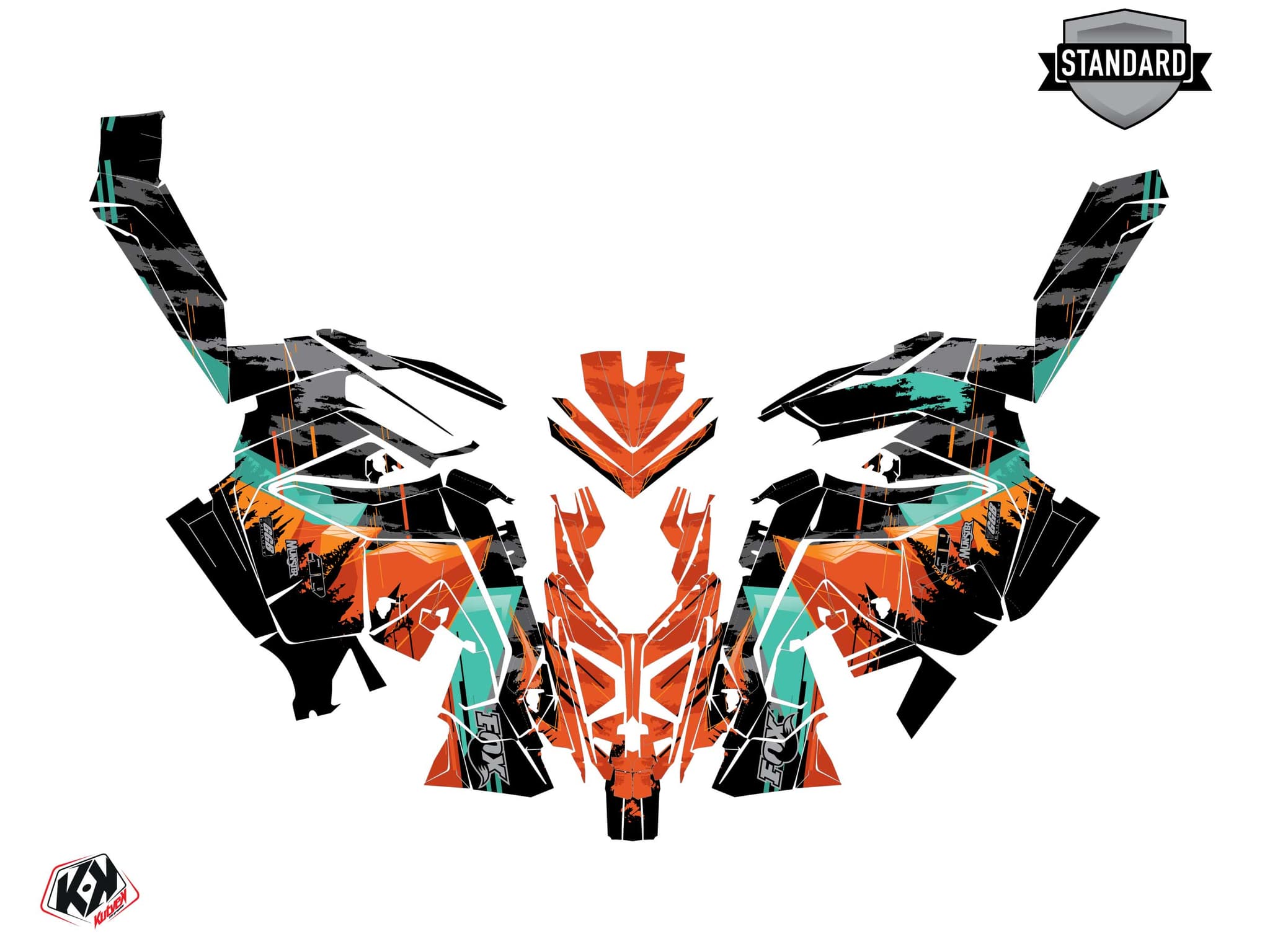 Kit graphique Motoneige POLARIS 600R Race Sled METEOR Orange | Polaris | Kutvek - View 2