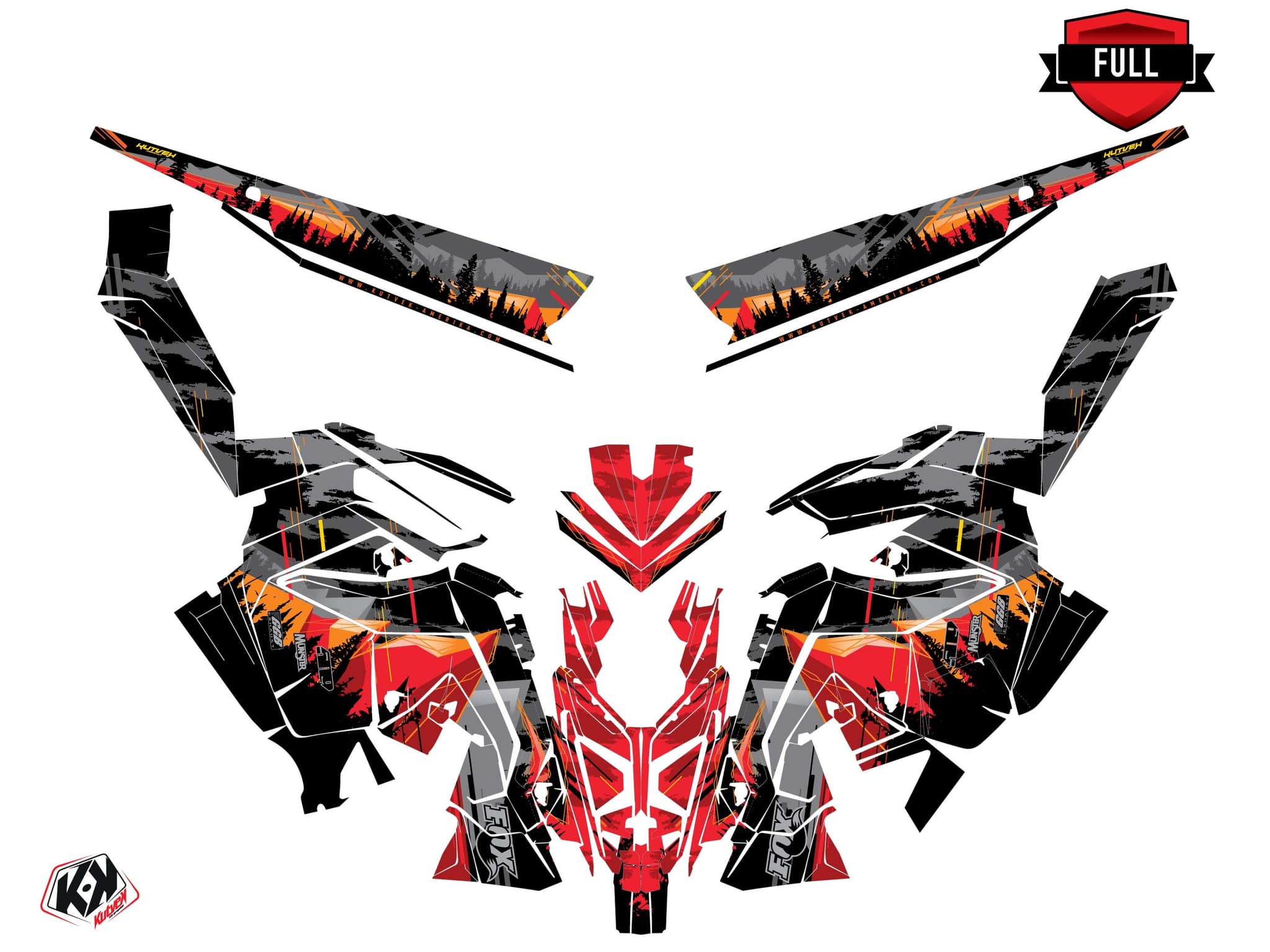 Kit graphique Motoneige POLARIS RUSH METEOR Rouge | Polaris | Kutvek - View 3