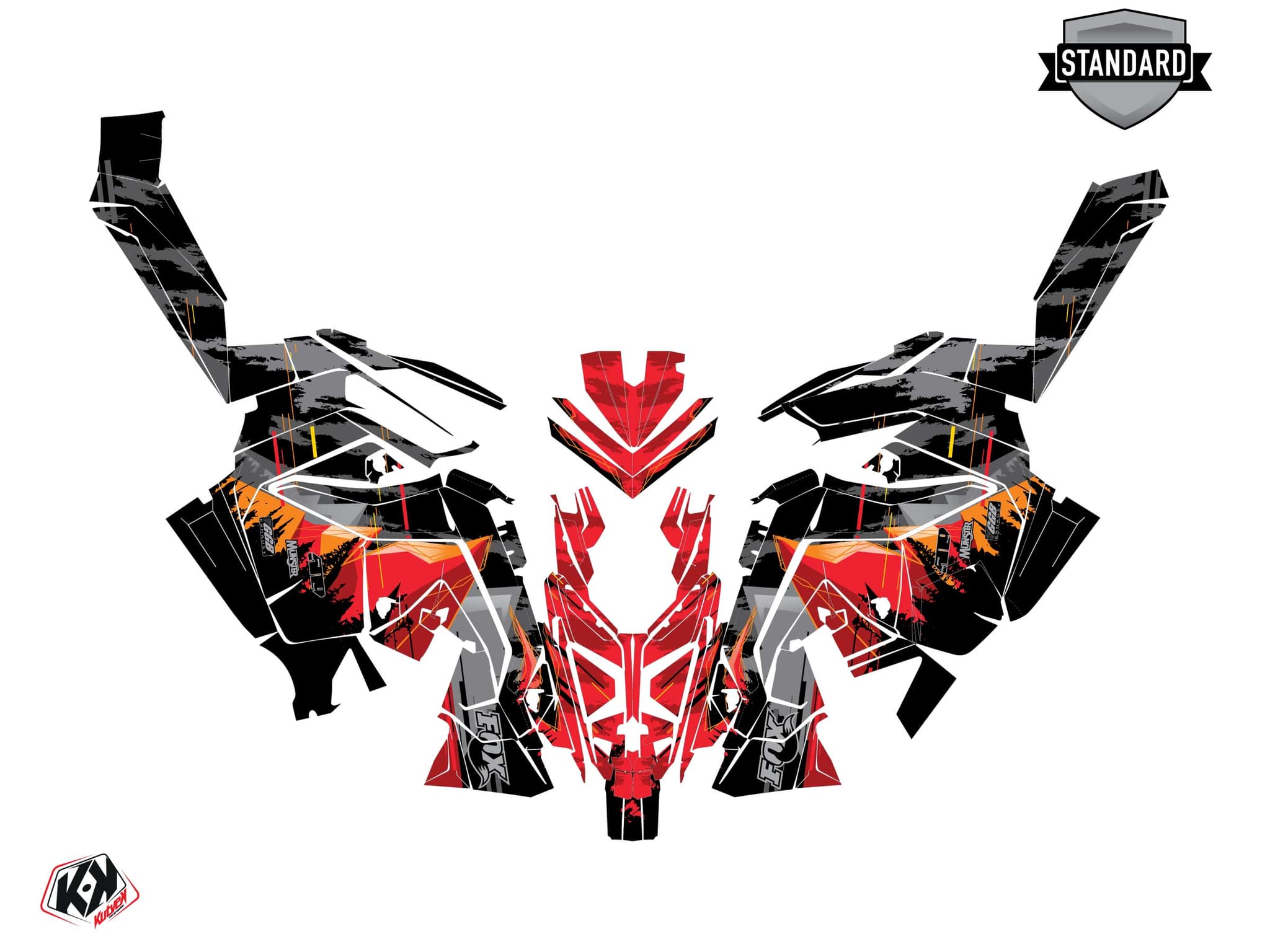 Kit graphique Motoneige POLARIS 600R Race Sled METEOR Rouge | Polaris | Kutvek - View 2