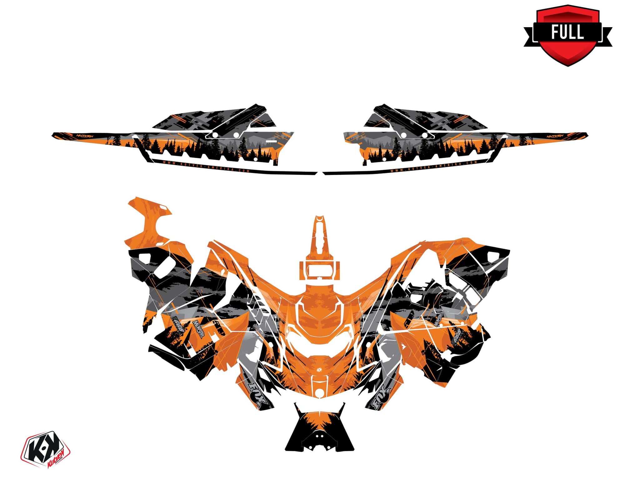Snowmobile SKIDOO MXZ BLIZZARD 600 HO E-TEC METEOR Orange graphic kit | Skidoo | Kutvek - View 3