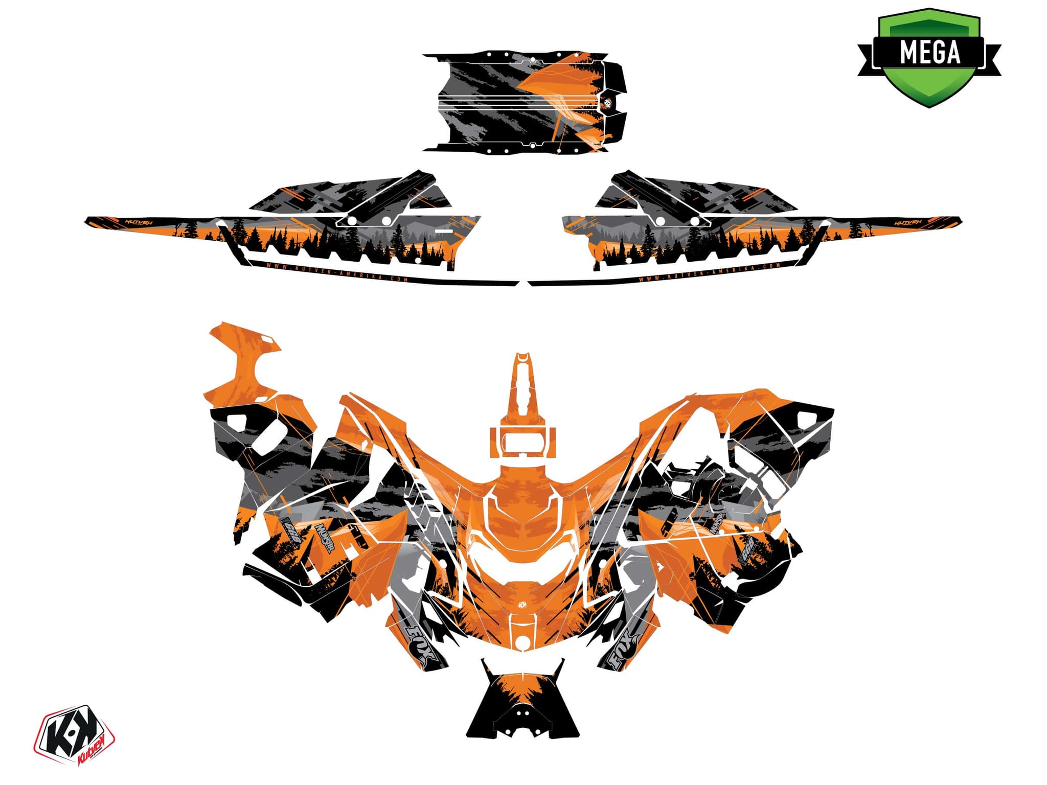 Snowmobile SKIDOO MXZ BLIZZARD 600 HO E-TEC METEOR Orange graphic kit | Skidoo | Kutvek - View 4