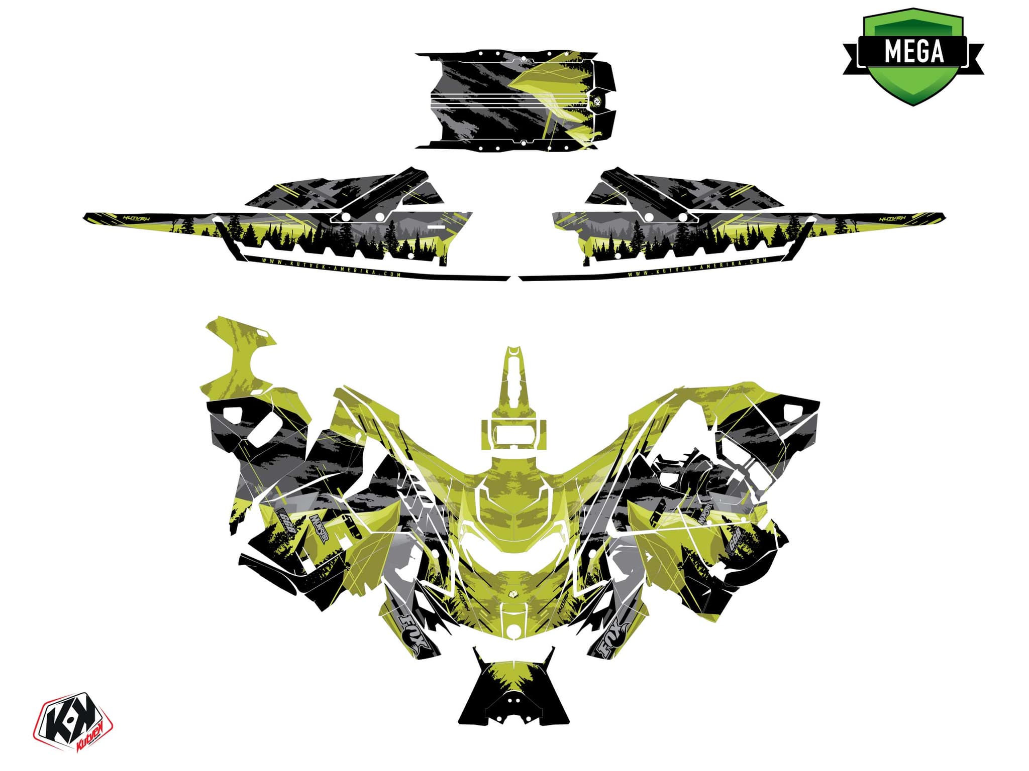Kit graphique Motoneige SKIDOO MXZ X 600 E-TEC METEOR Vert | Skidoo | Kutvek - View 4