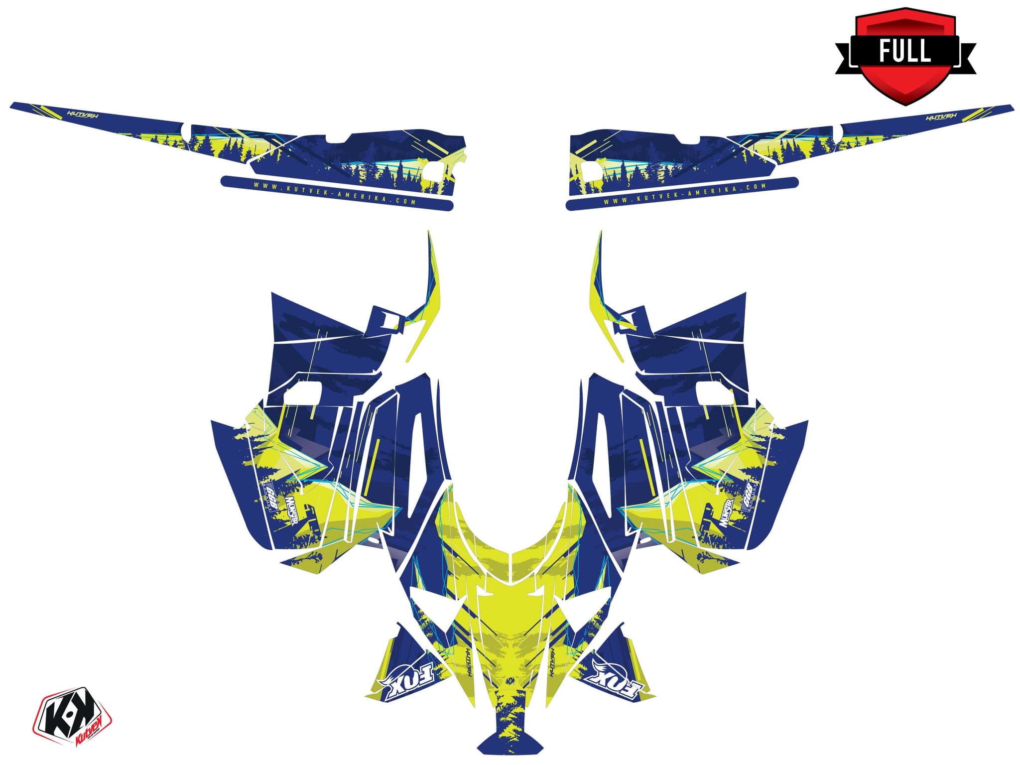 Kit graphique Motoneige YAMAHA SRX 120 R METEOR Jaune | Yamaha | Kutvek - View 3