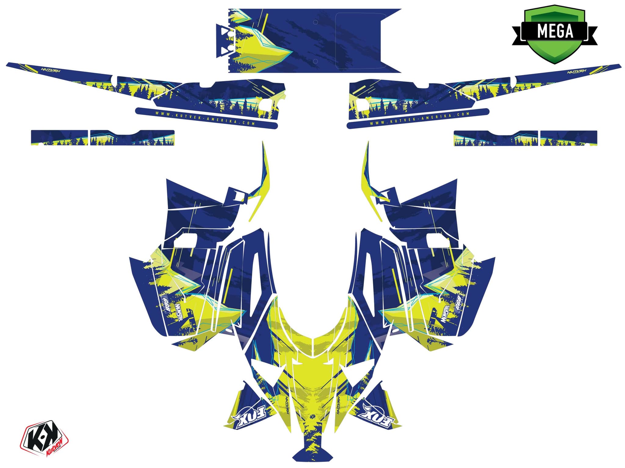 Kit graphique Motoneige YAMAHA SRX 120 R METEOR Jaune | Yamaha | Kutvek - View 4