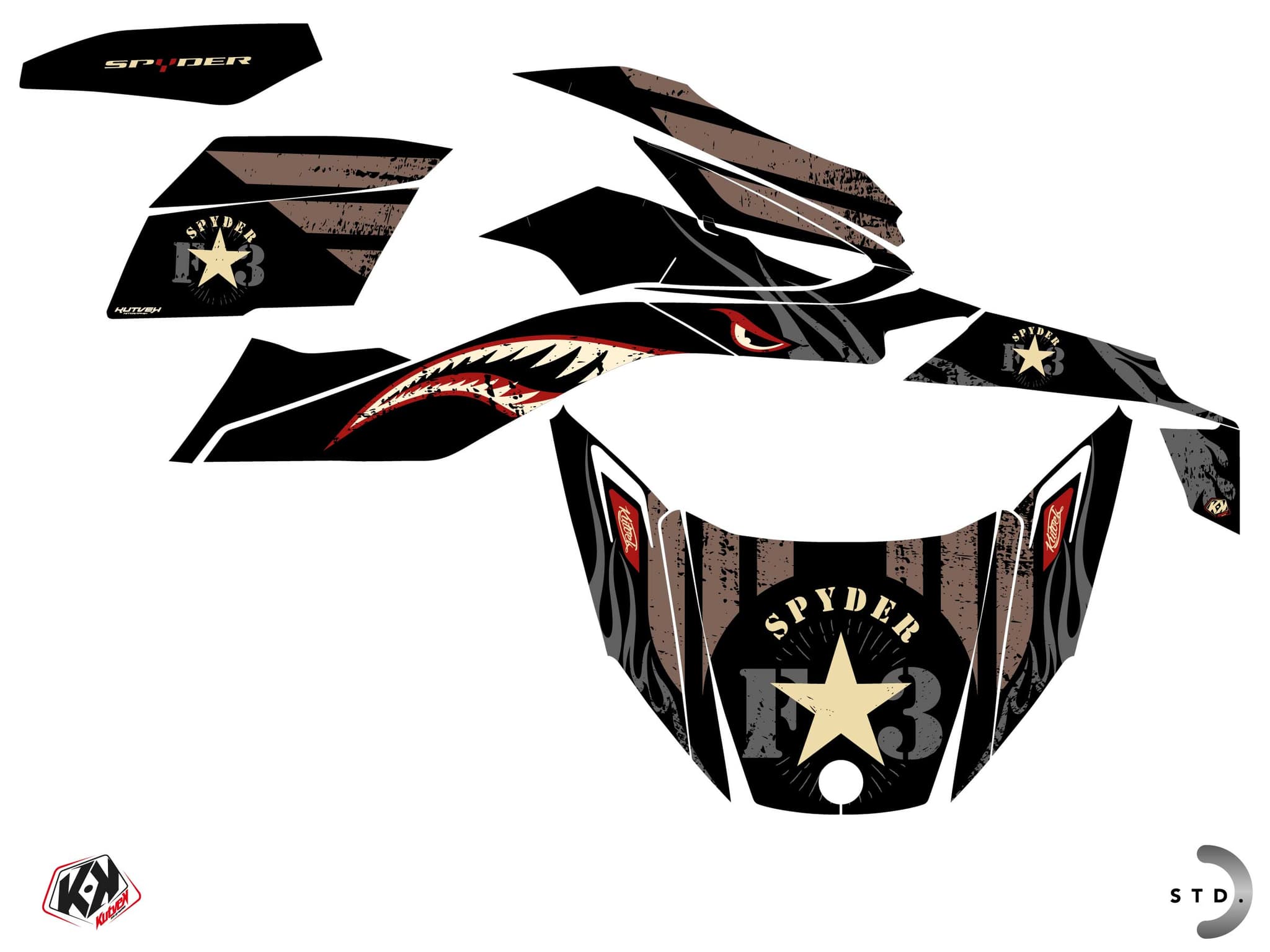 roadster can-am spyder rt navy beige  graphic kit | Can am | Kutvek - View 2