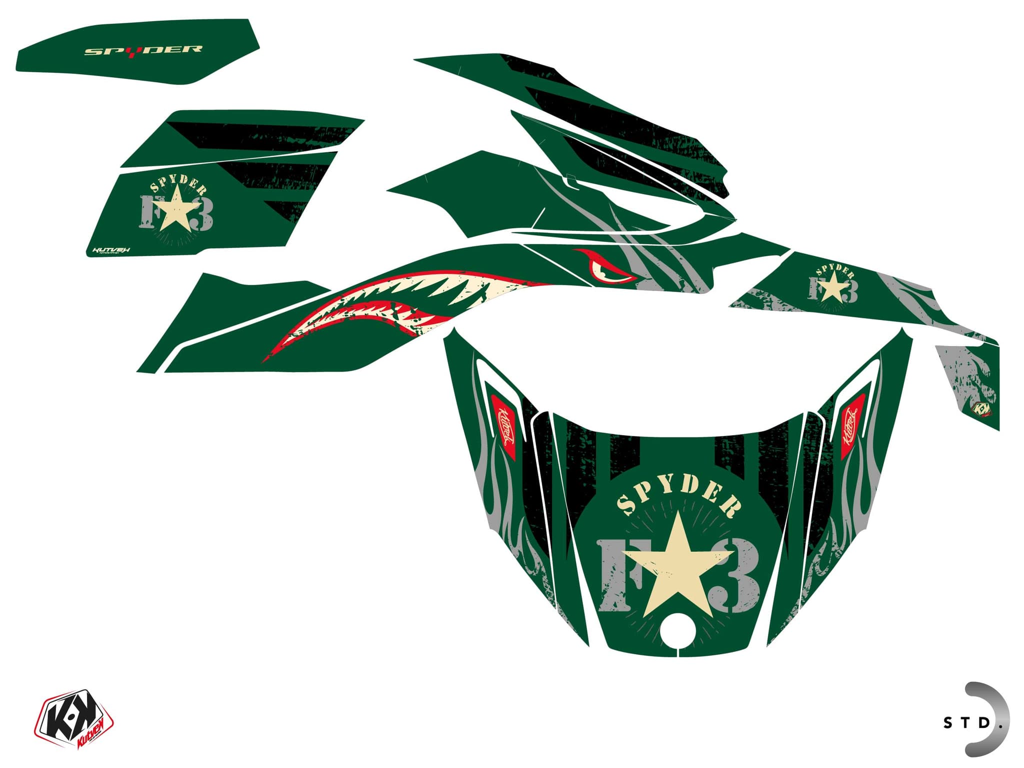 kit graphique  navy vert hybride can-am spyder rt | Can am | Kutvek - View 2