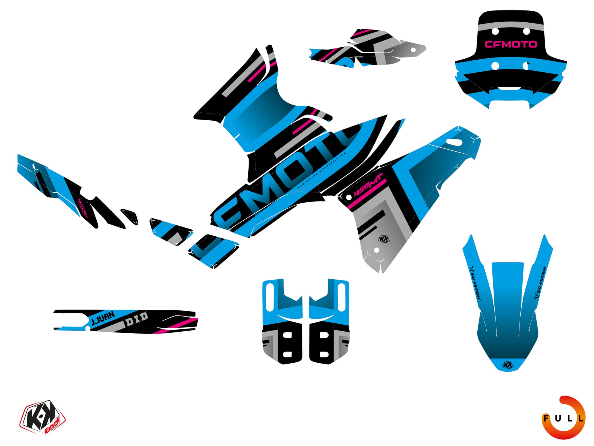 kit graphique moto cf moto mt 450 obsidian bleu | CF Moto | Kutvek - View 3