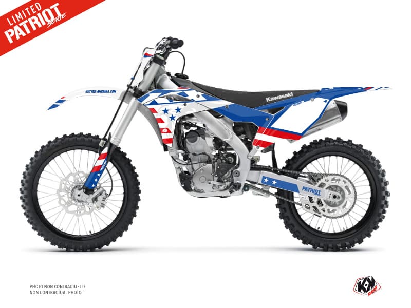 kit graphique motocross kawasaki kx 250 f patriot bleu  