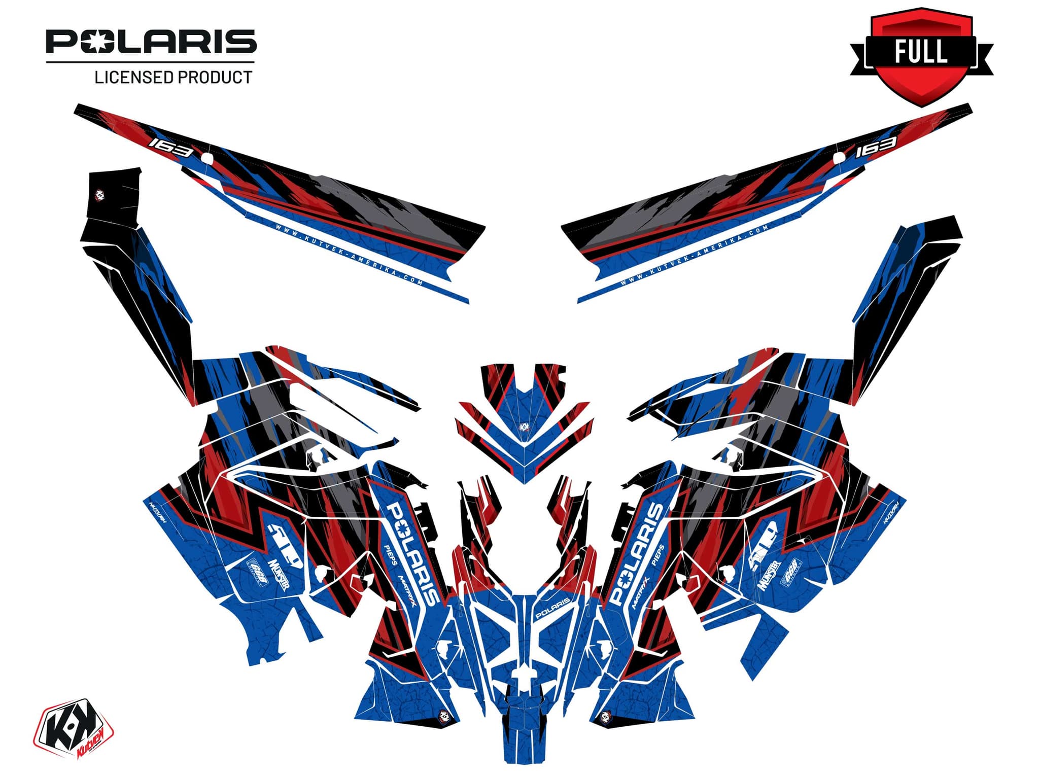 snowmobile polaris 600r race sled future blue  graphic kit | Polaris | Kutvek - View 3